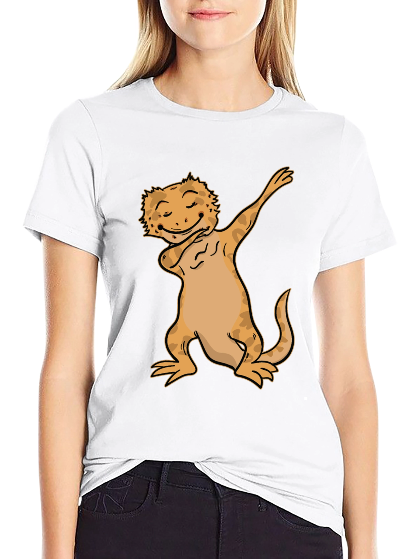 Black Dabbing Bearded Dragon Black T-Shirt view 9