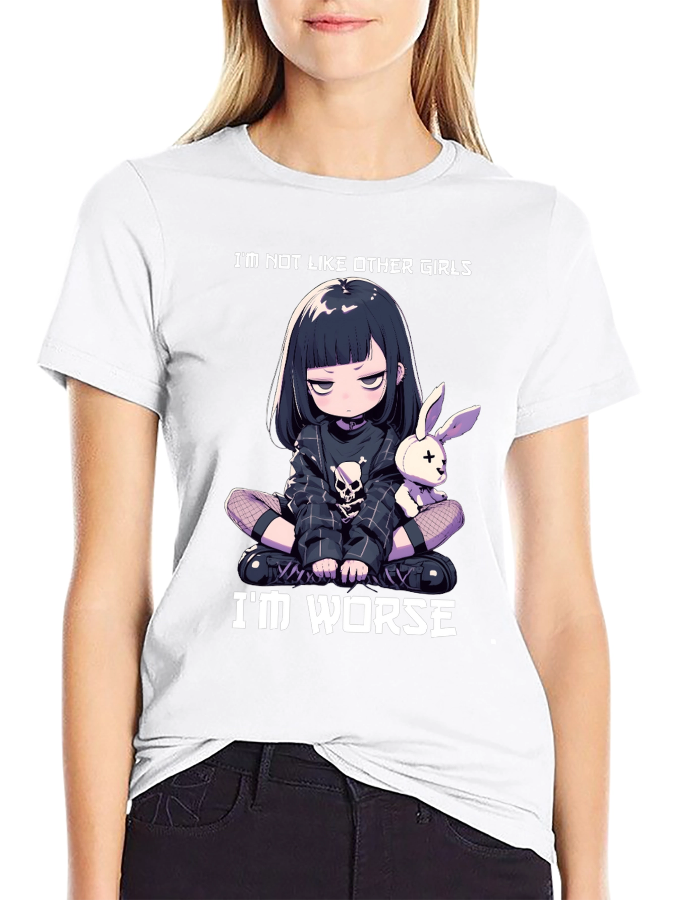 Black Edgy Anime Girl T-Shirt - I'm Not Like Other Girls - I'm Worse view 9