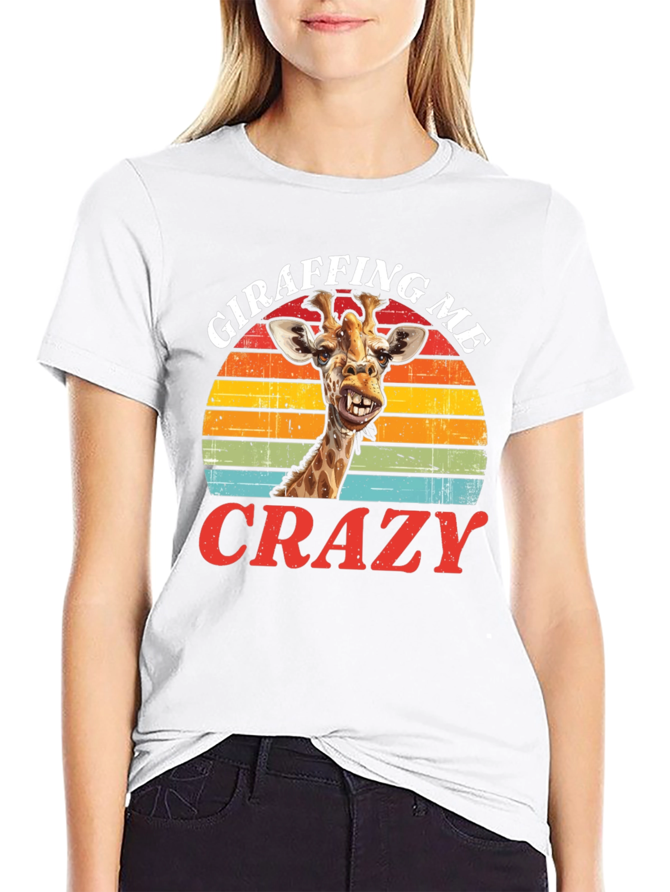 Black Giraffing Me Crazy Graphic Tee - Fun Giraffe T-Shirt view 9