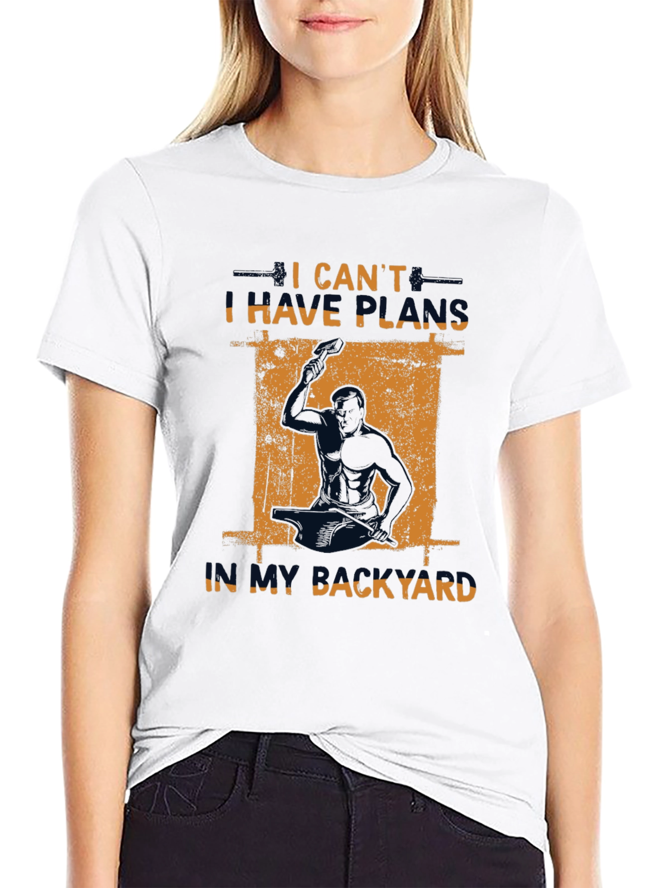 Black I Can't I Have Plans In My Backyard T-Shirt view 9