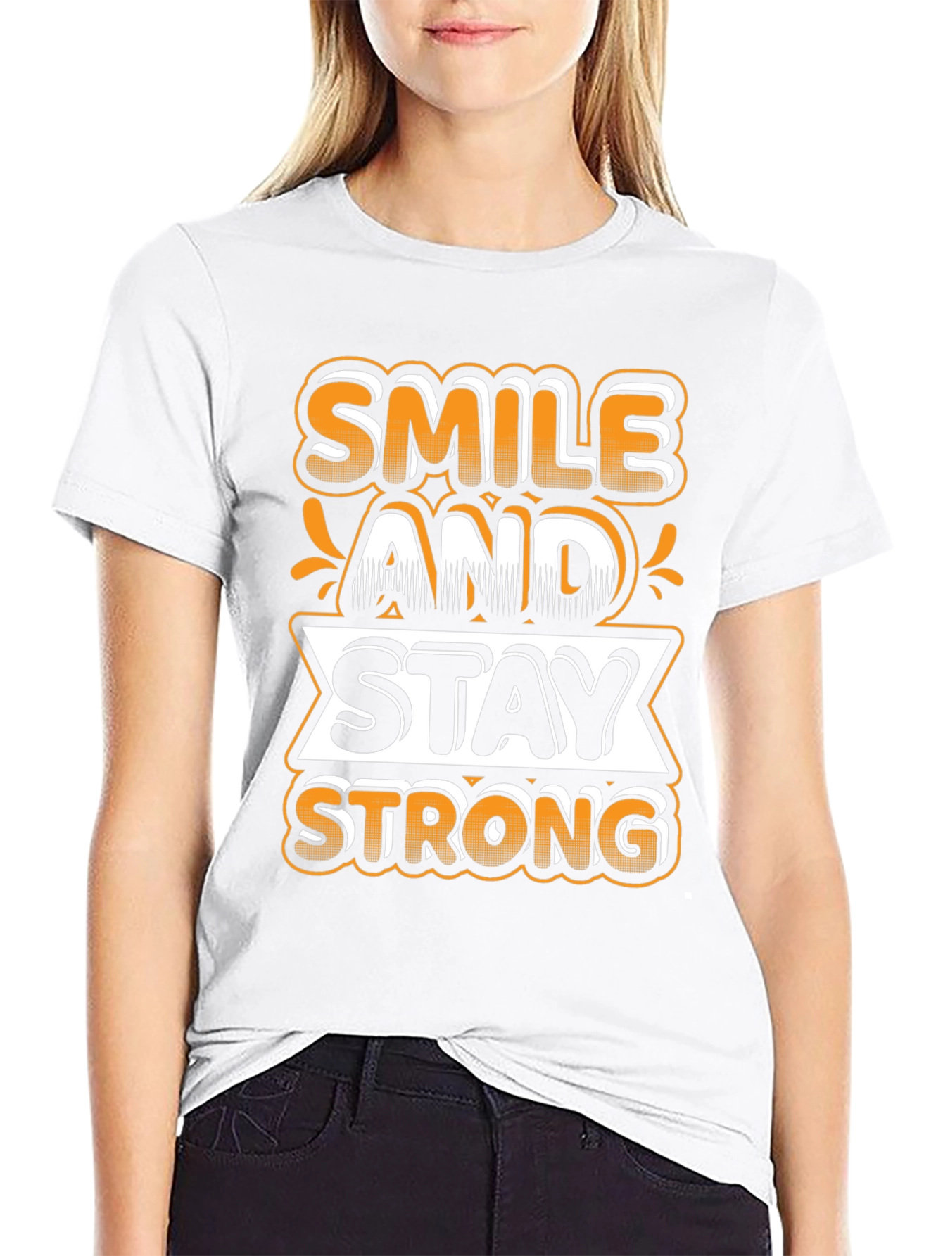 Black Smile and Stay Strong Graphic Tee view 9