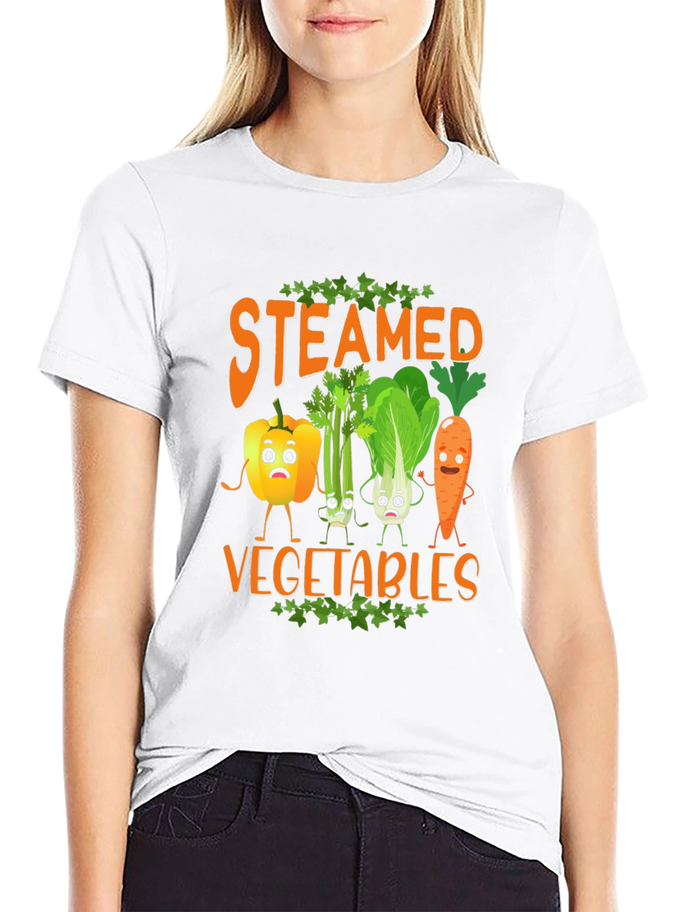 Black Steamed Vegetables Graphic T-Shirt view 9