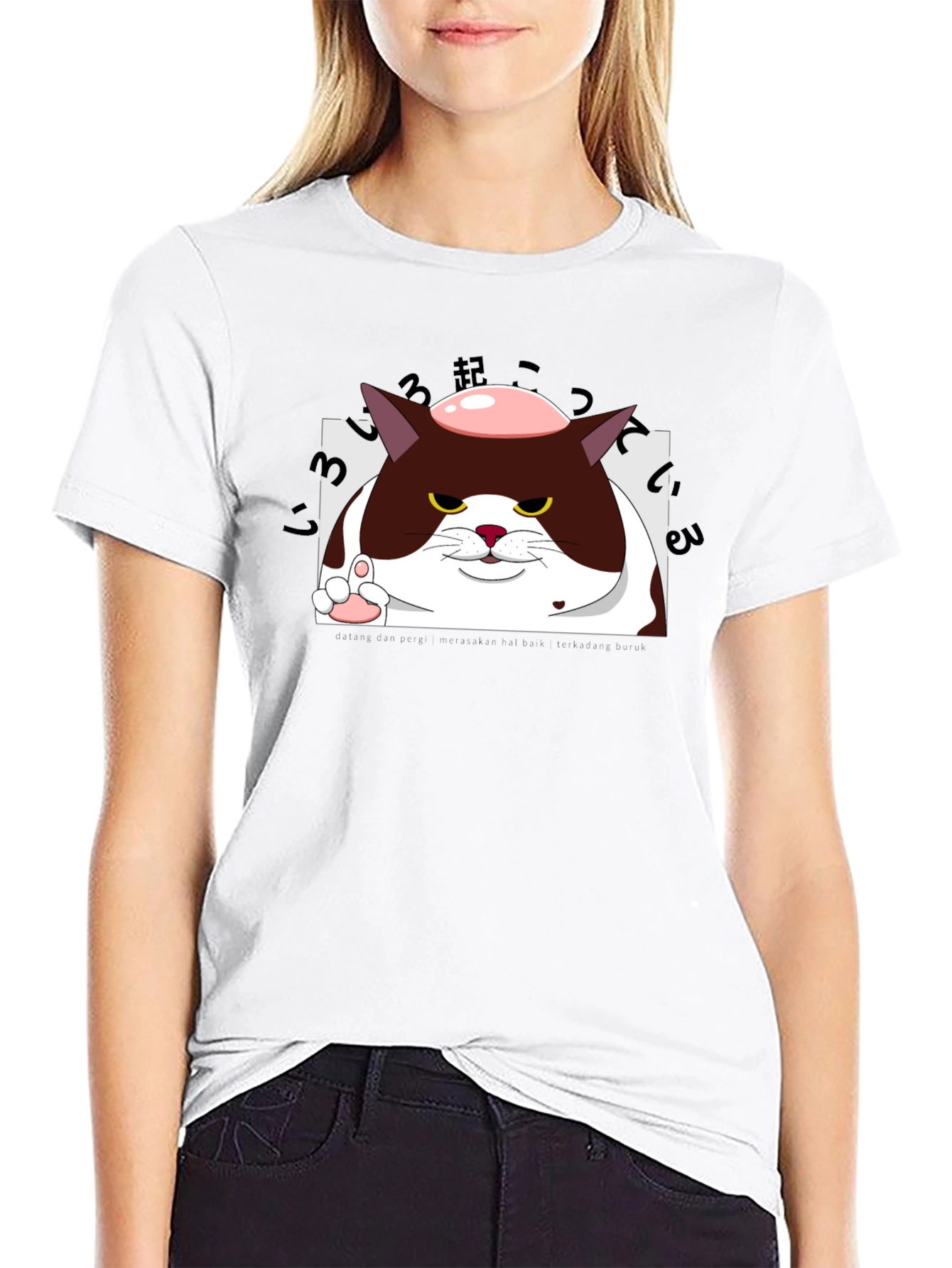 Black Grumpy Cat Pink Donut T-Shirt view 9