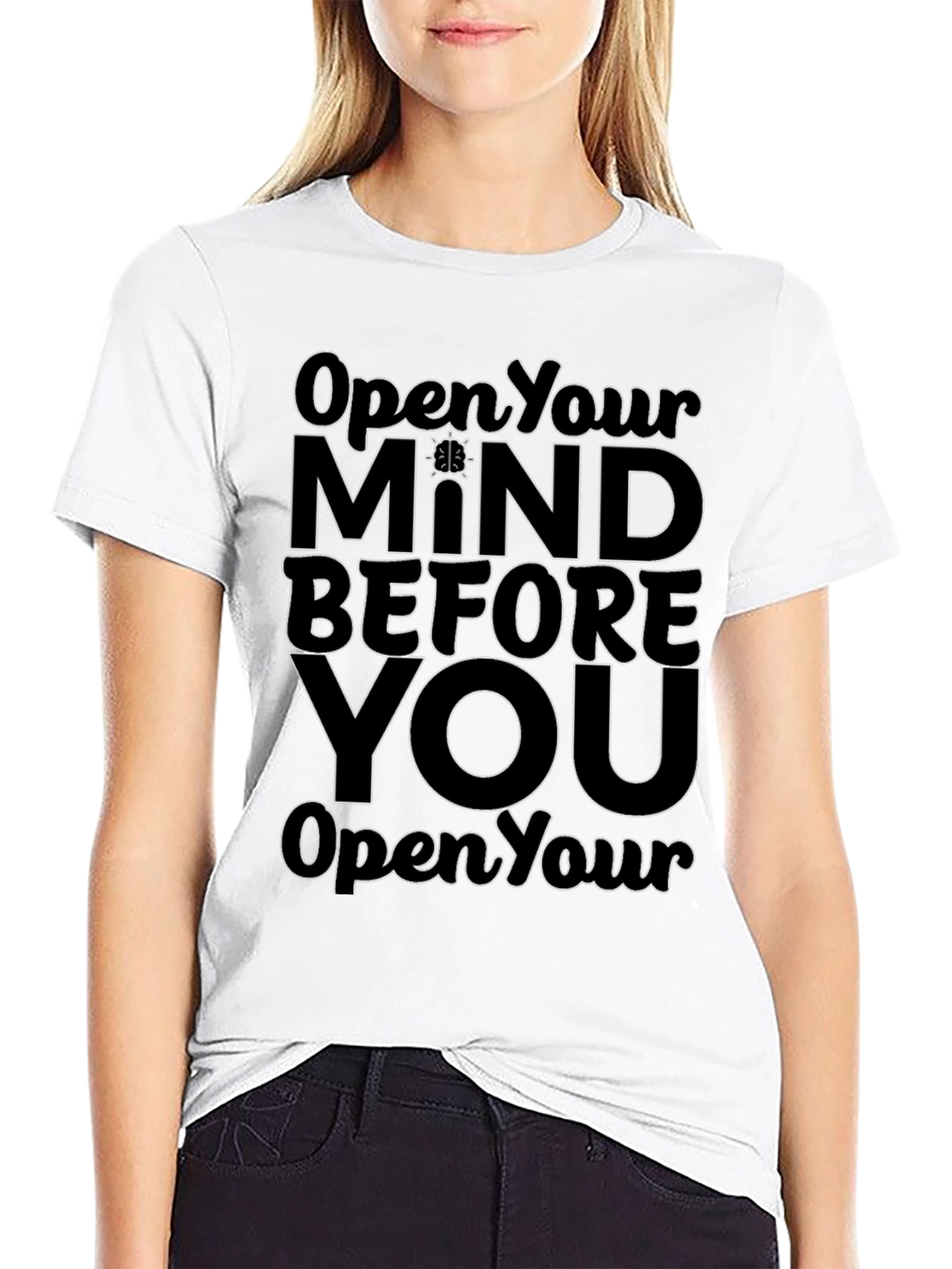 Black Open Your Mind Graphic T-Shirt view 9