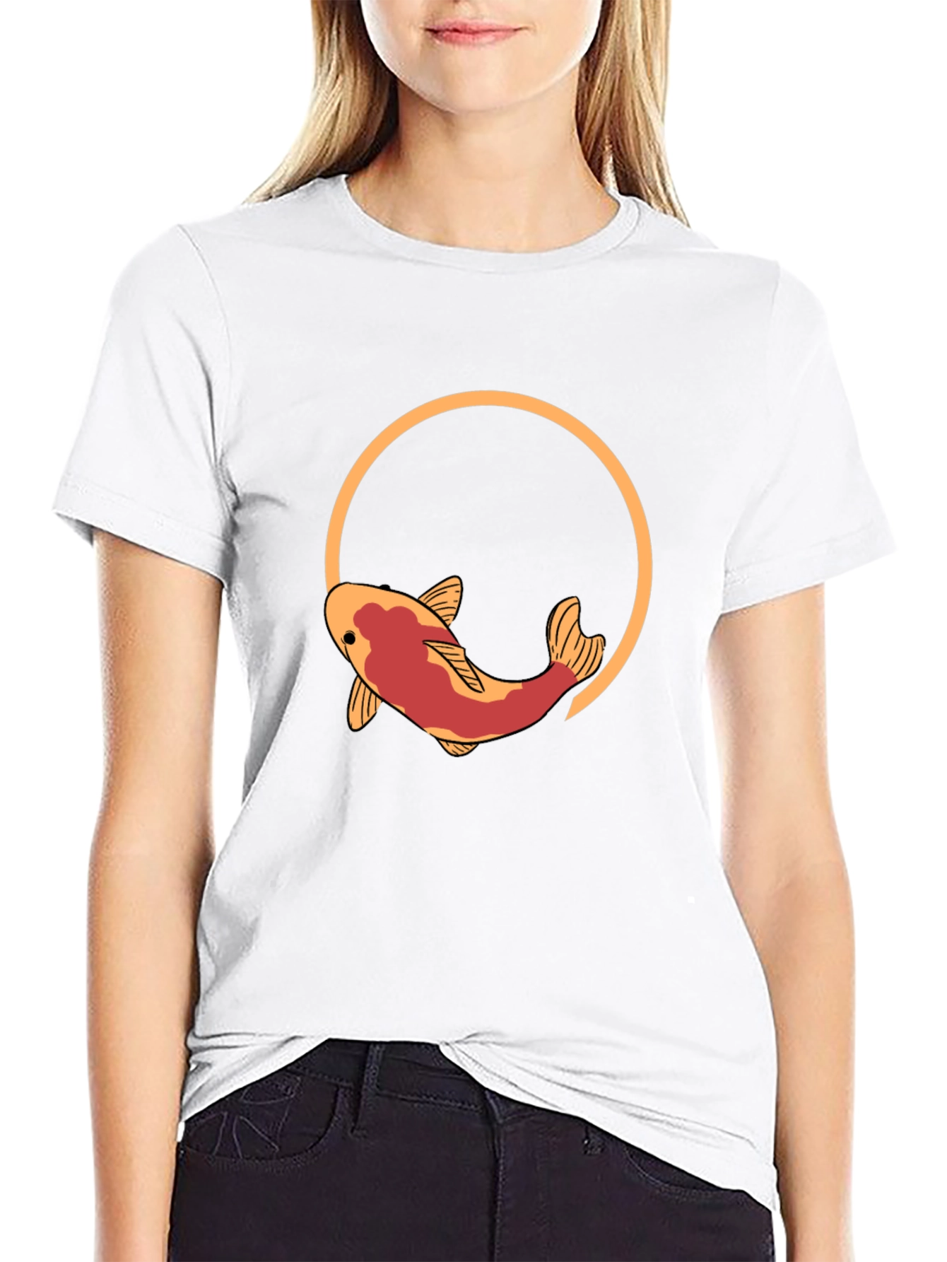 Black Koi Fish Graphic T-Shirt - Artistic Design view 9