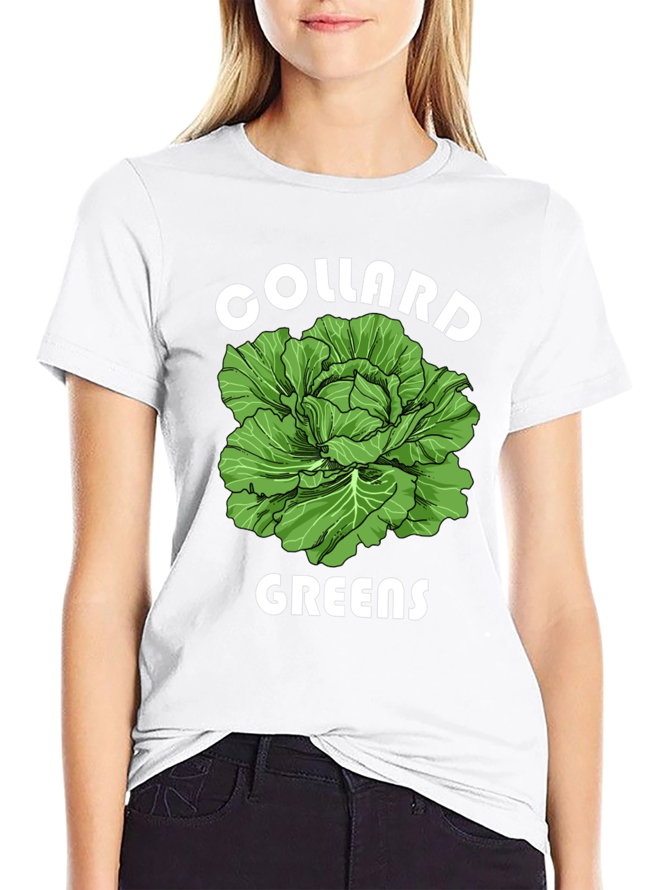 Black Collard Greens Graphic T-Shirt - Fresh Vegetable Tee view 9