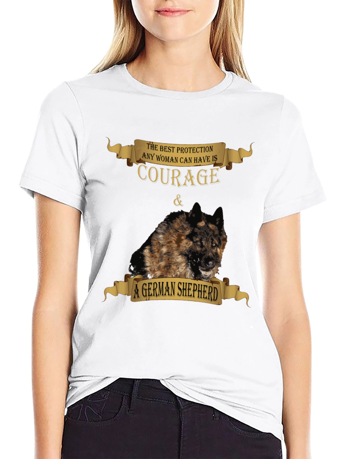 Black Courage & German Shepherd T-Shirt - Best Protection view 9