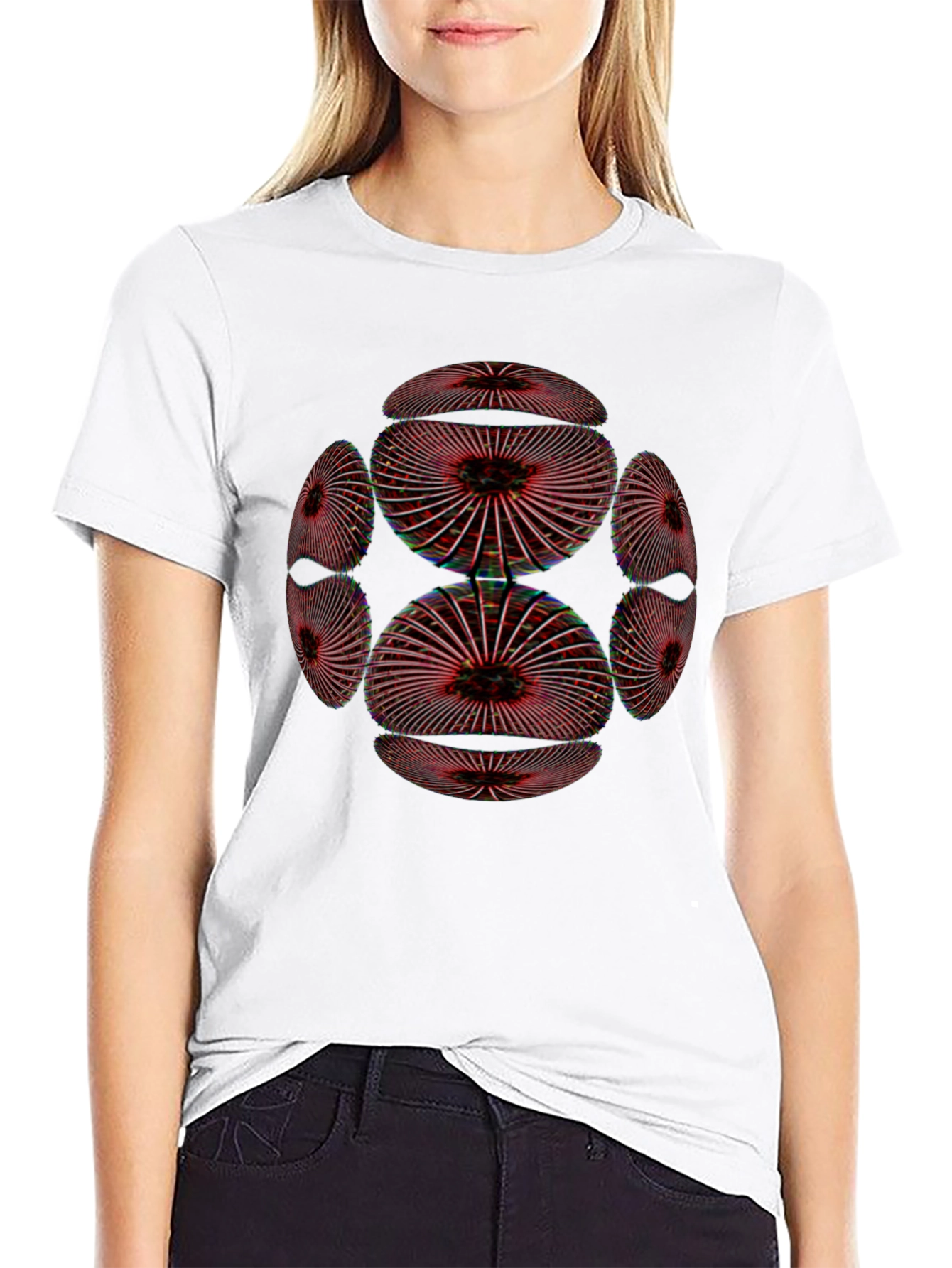 Black Abstract Geometric Pattern Black T-Shirt view 9