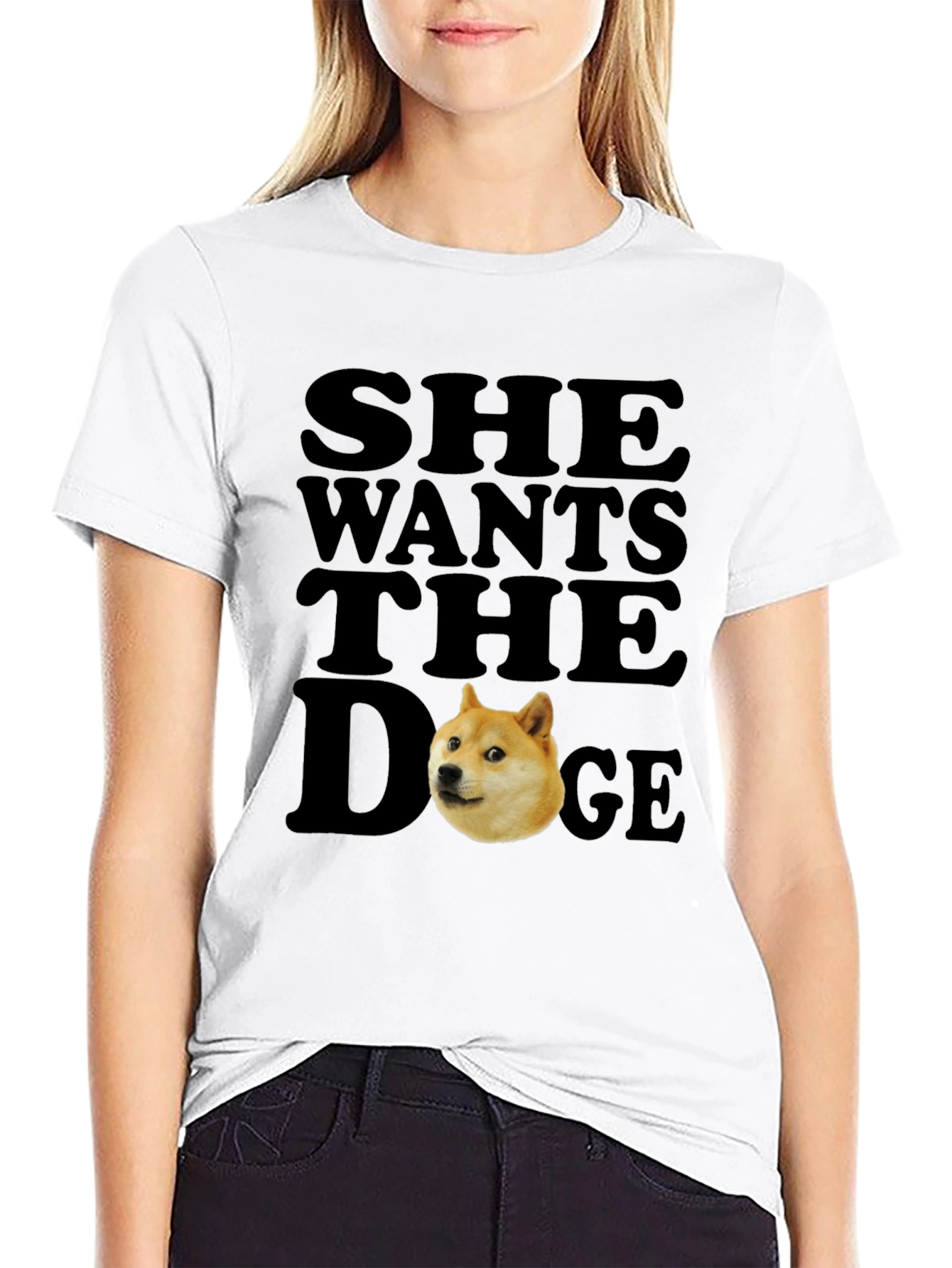 Black She Wants the Doge Meme T-Shirt view 9