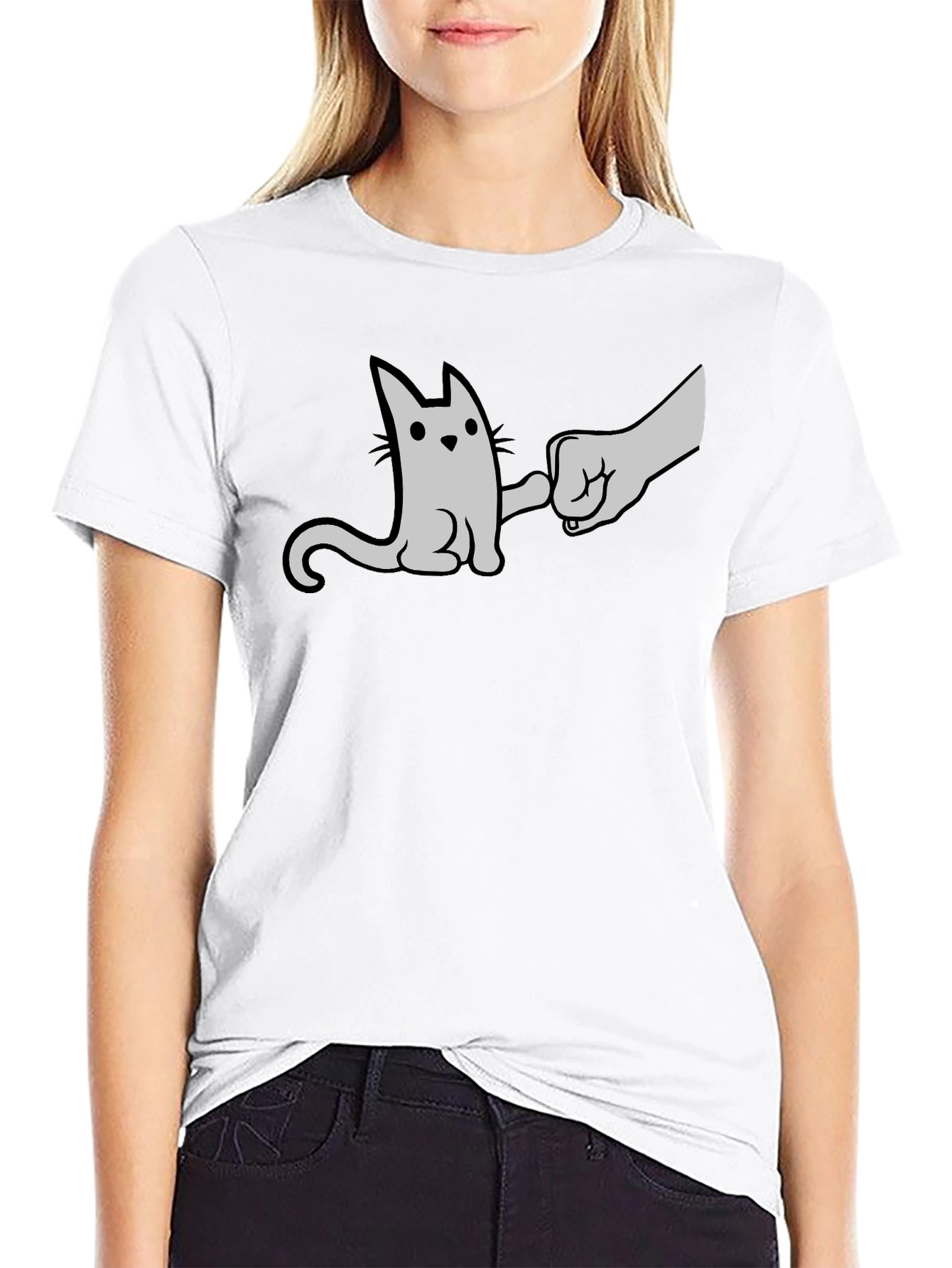 Black Cat Fist Bump Graphic T-Shirt - Black view 9