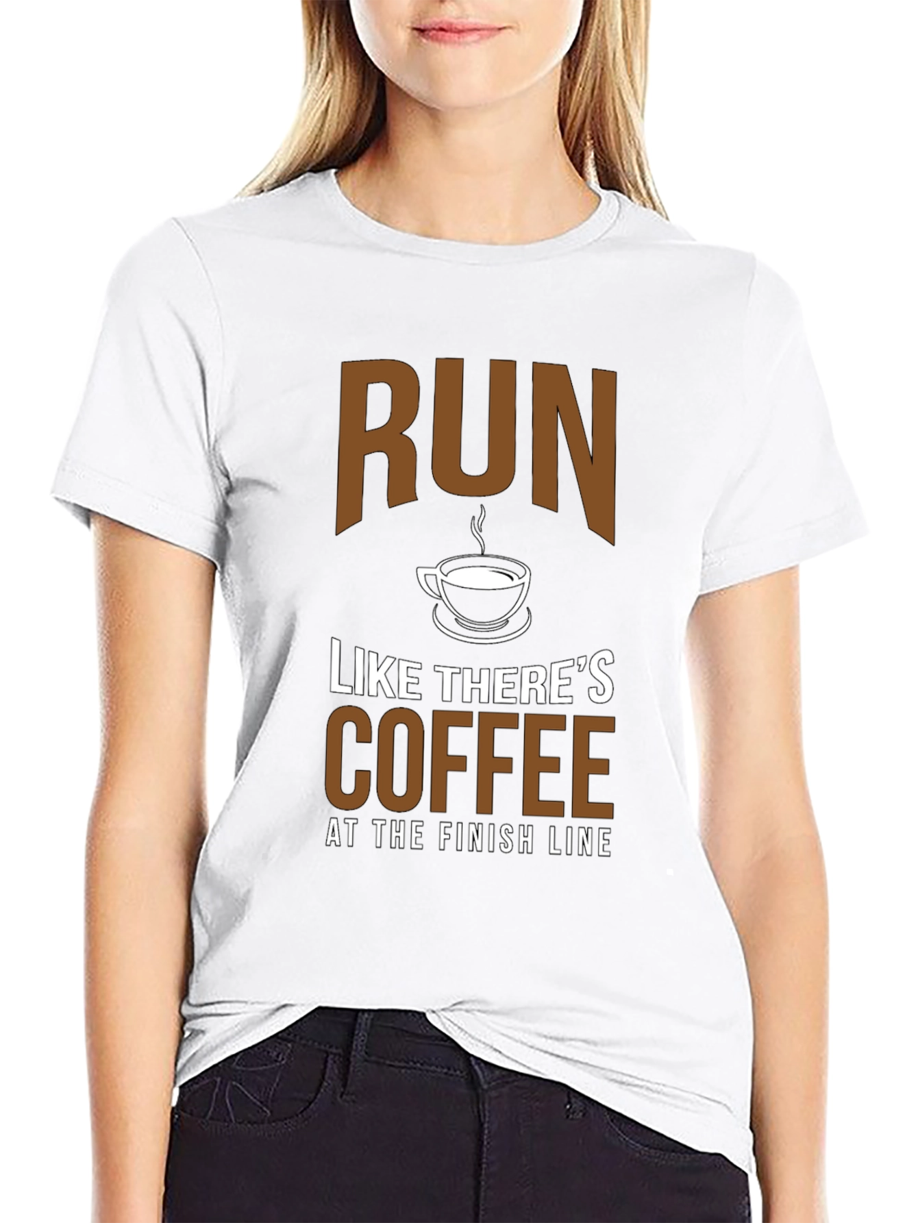 Black Run Like There's Coffee T-Shirt - Funny Running Tee view 9