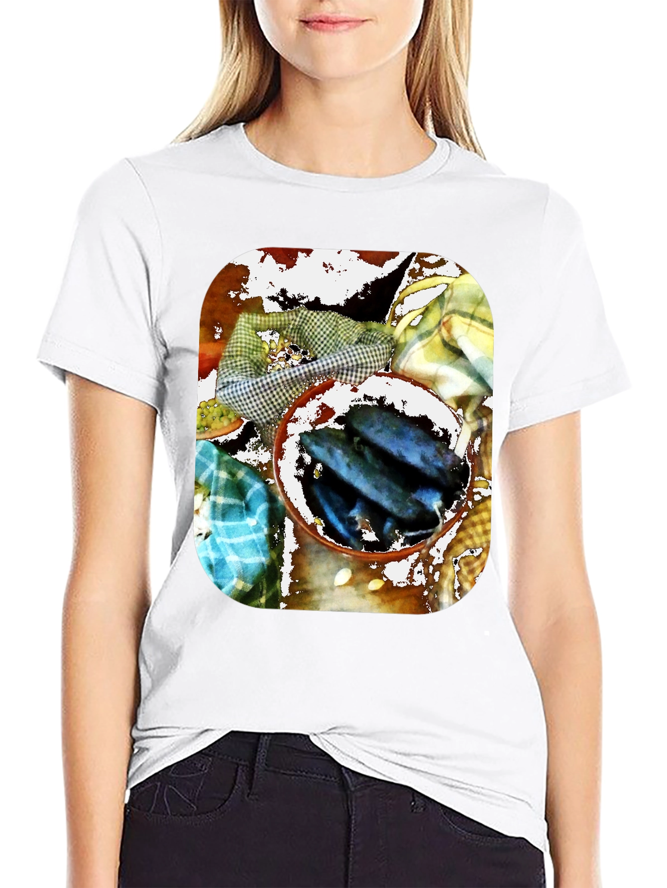 Black Artistic Fish Bowl Graphic Tee - Unique Design view 9