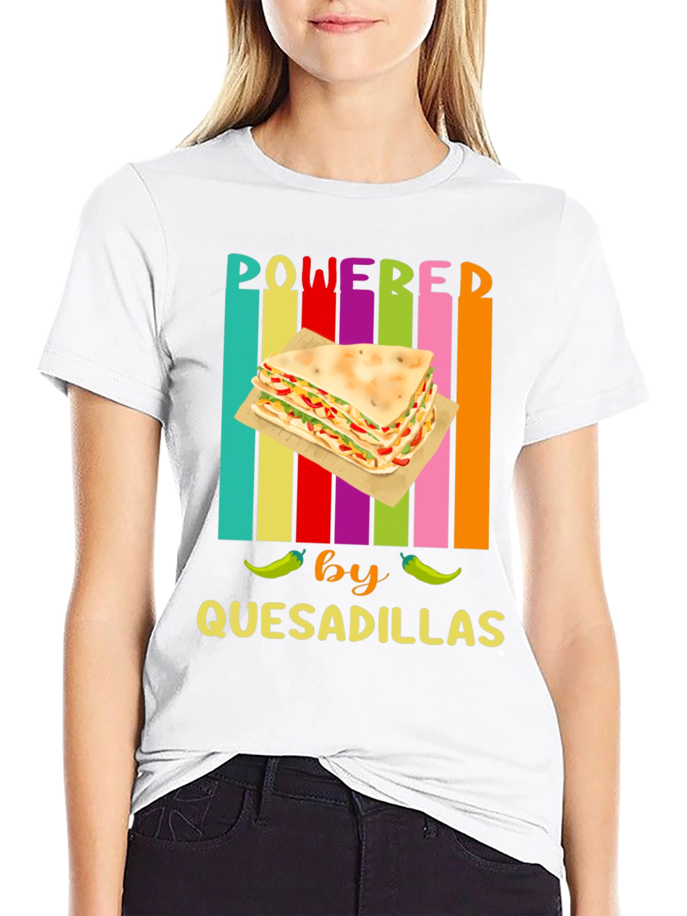 Black Powered by Quesadillas Graphic Tee view 9