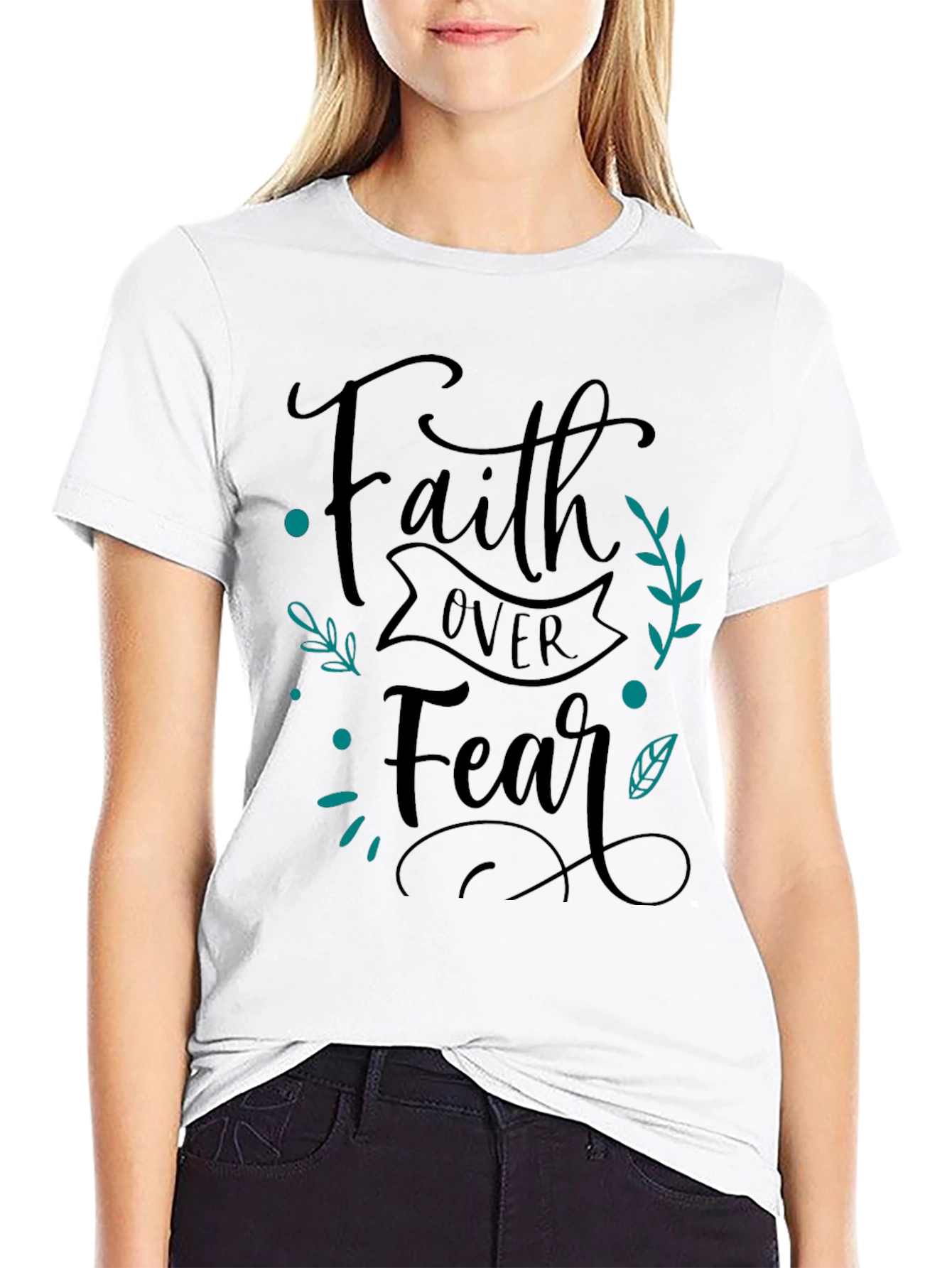 Black Faith Over Fear Graphic Tee - Unisex Black T-Shirt view 9