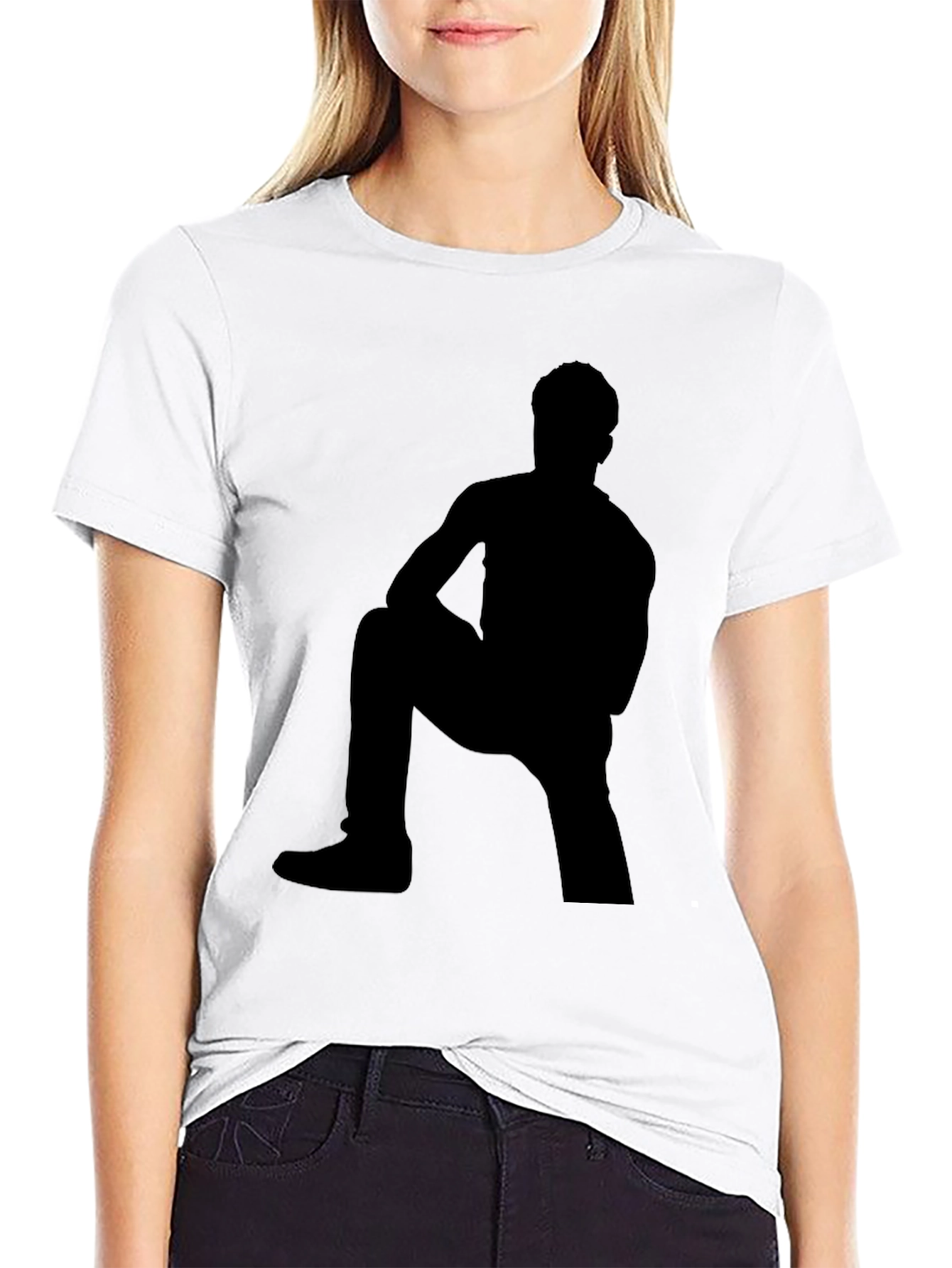 Black Shadow Figure Graphic Tee - Black Cotton Shirt view 9