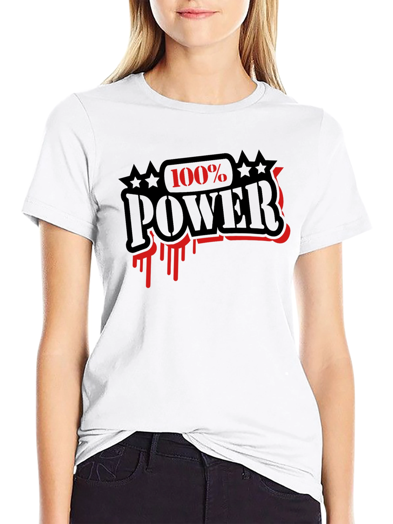 Black 100% Power Graphic T-Shirt - Black view 9
