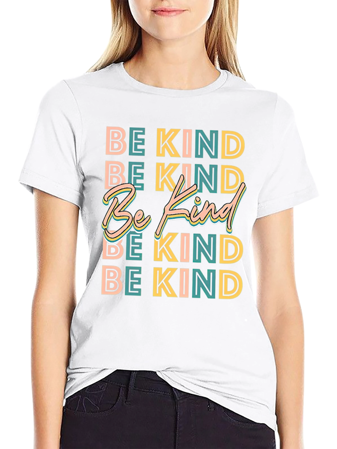 Black Be Kind Graphic Tee - Retro Style Kindness T-Shirt view 9