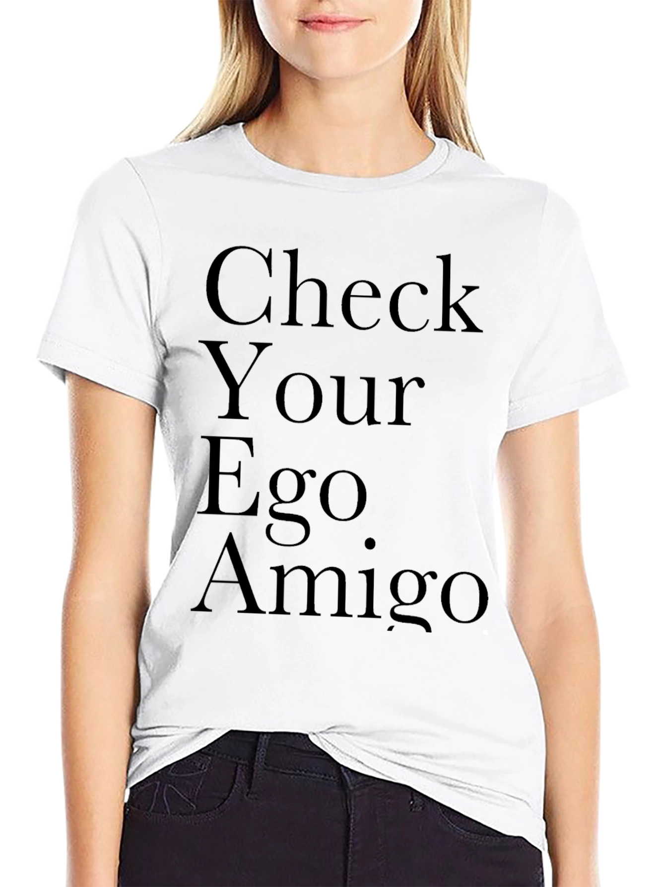 Black Check Your Ego Amigo Graphic Tee view 9