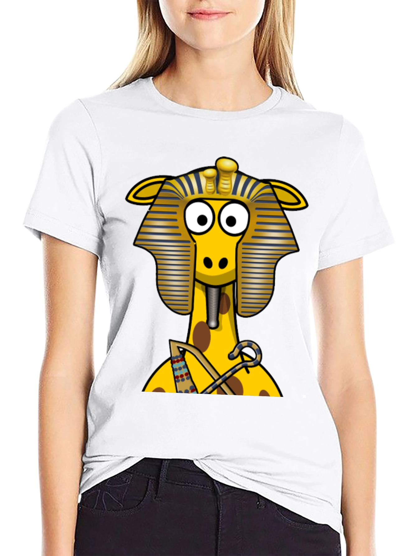 Black Egyptian Giraffe T-Shirt - Novelty Print view 9