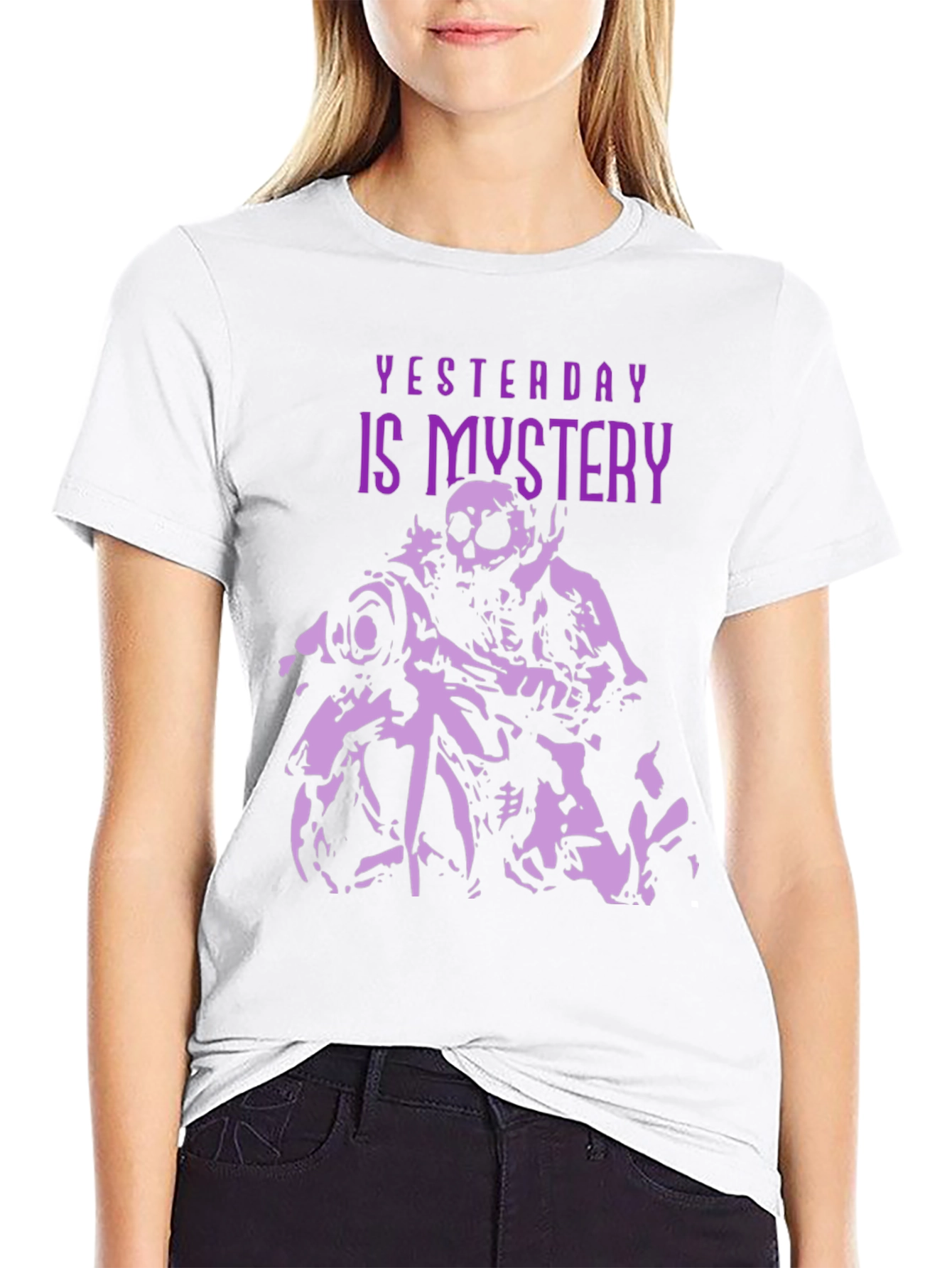 Black Yesterday is Mystery Skeleton Biker Graphic T-Shirt view 9