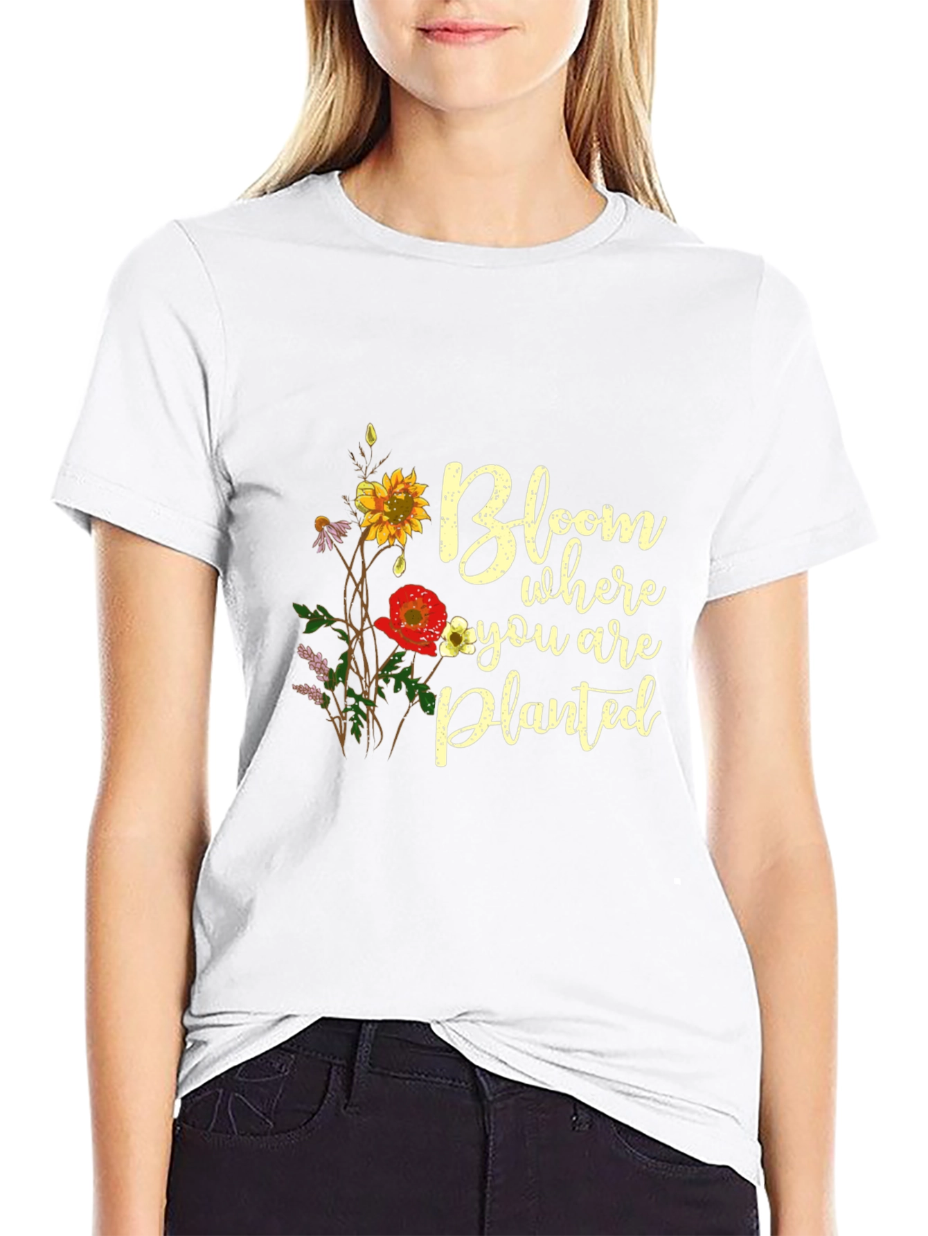Black Bloom Where You Are Planted Graphic Tee view 9