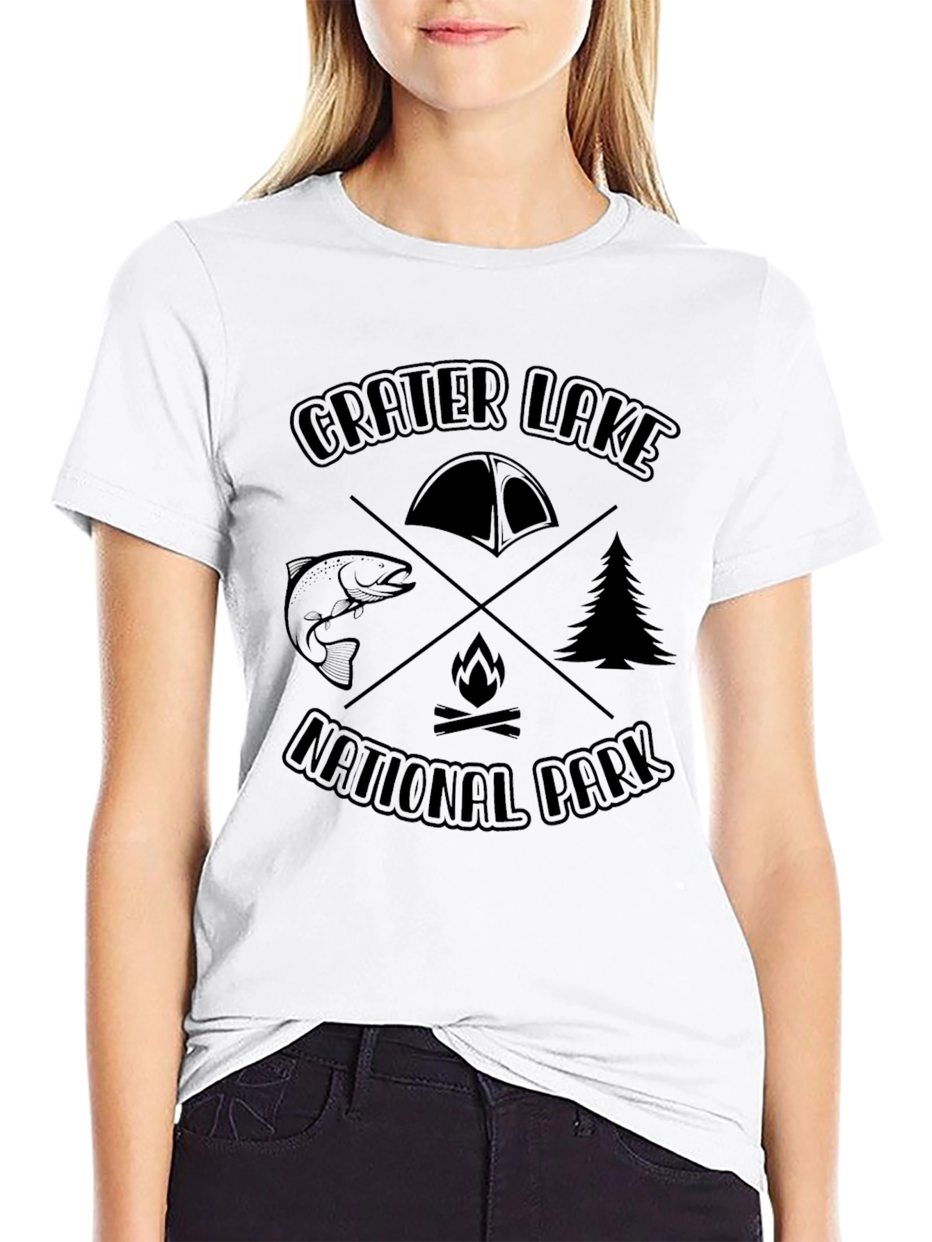 Black Crater Lake National Park Black Graphic Tee view 9