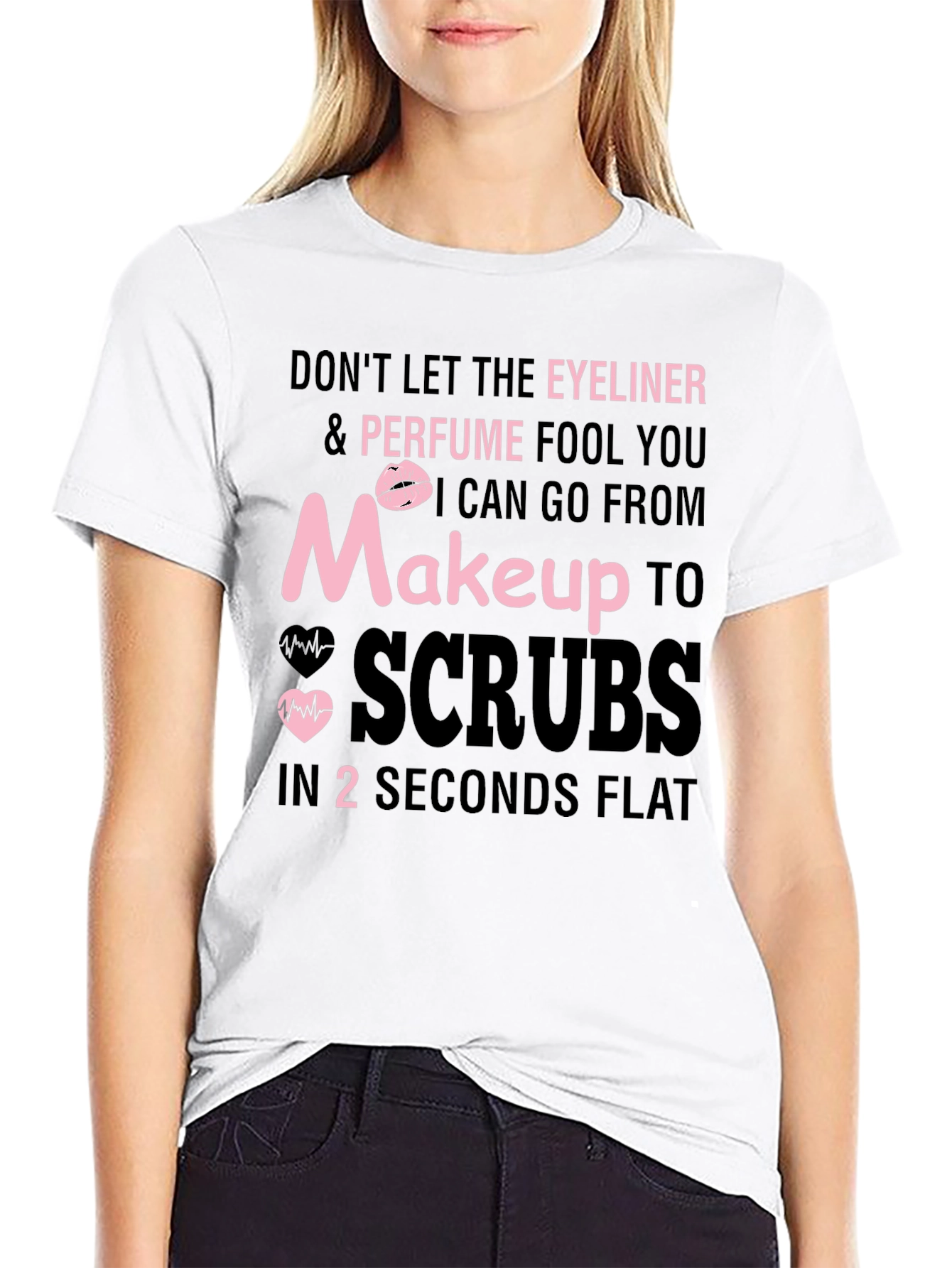 Black Makeup to Scrubs T-Shirt - Nurse Life view 9