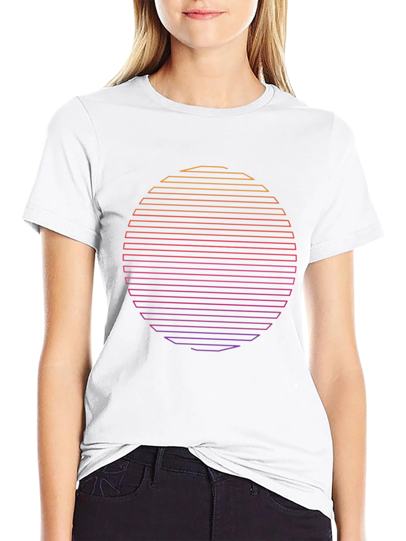 Black Retro Sunset Graphic Tee - Black Cotton Blend view 9