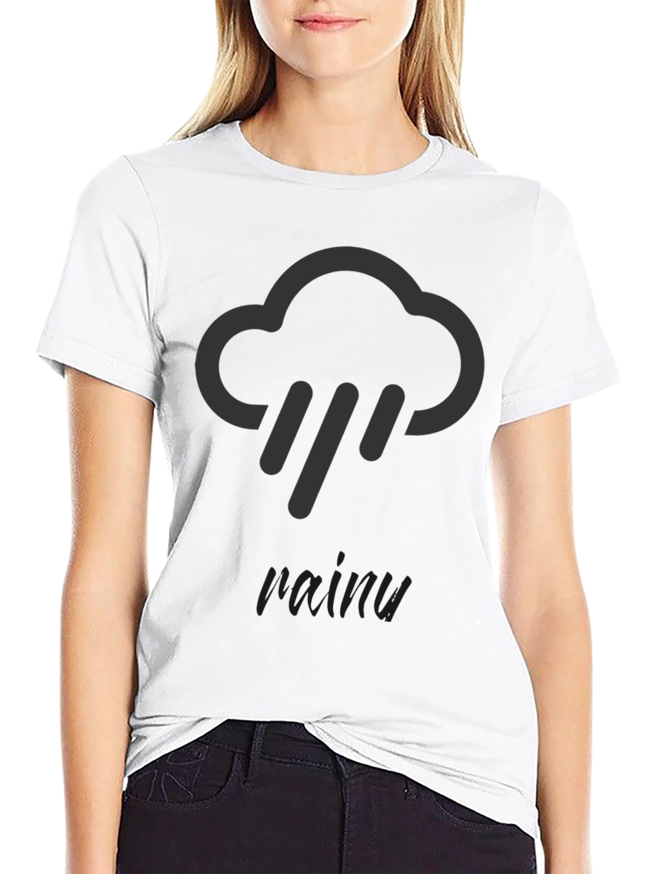 Black Rainy Day Cloud Graphic T-Shirt view 9