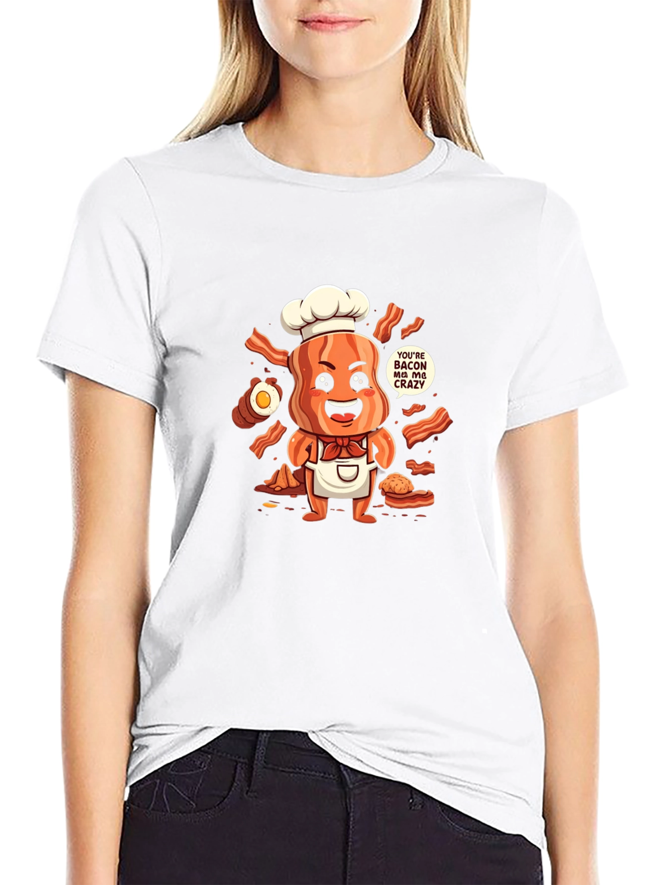 Black Funny Bacon Chef T-Shirt view 9