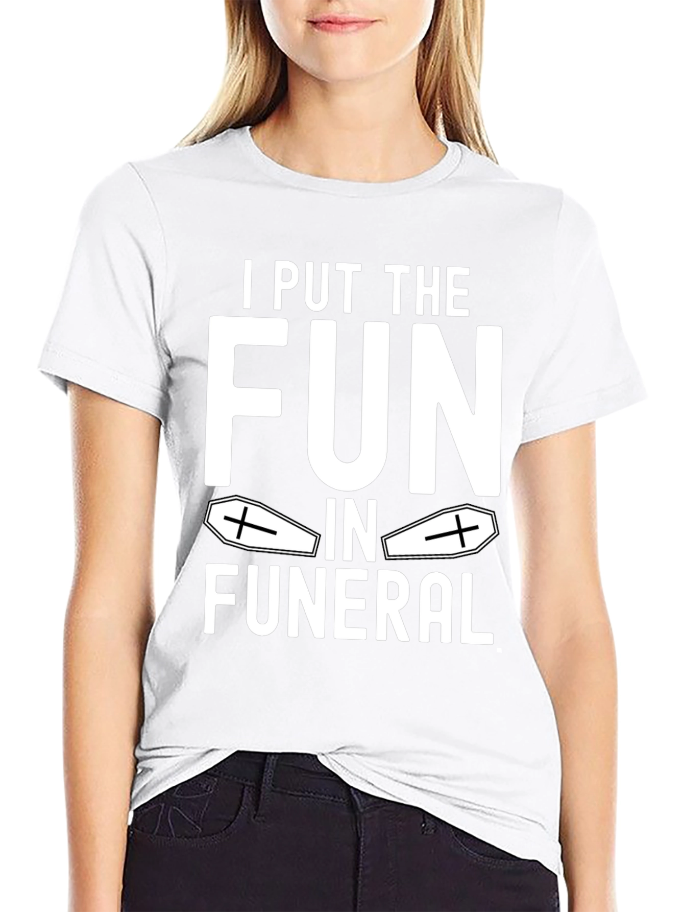 Black Funny "I Put the FUN in Funeral" T-Shirt view 9