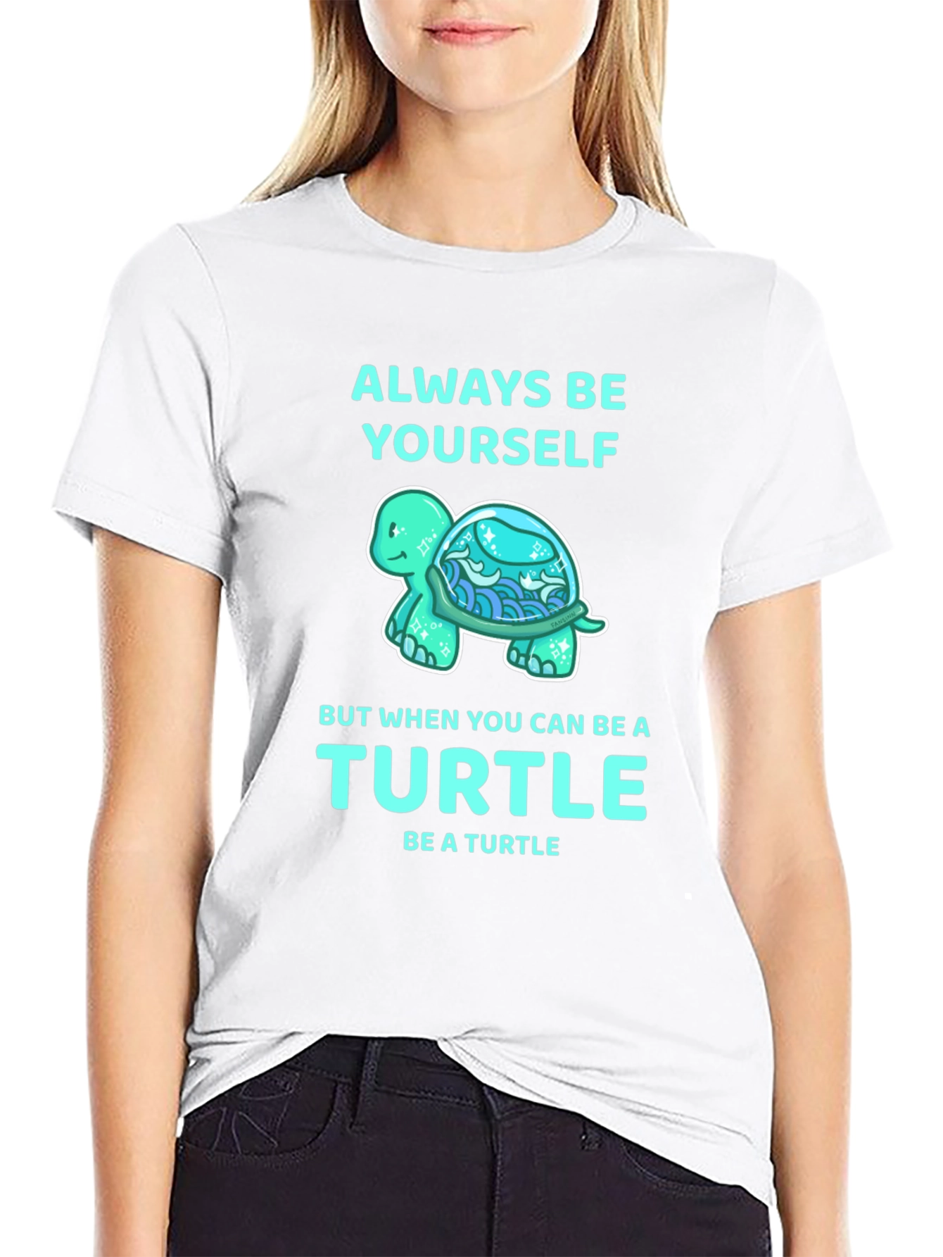 Black Always Be Yourself Turtle Graphic Tee view 9
