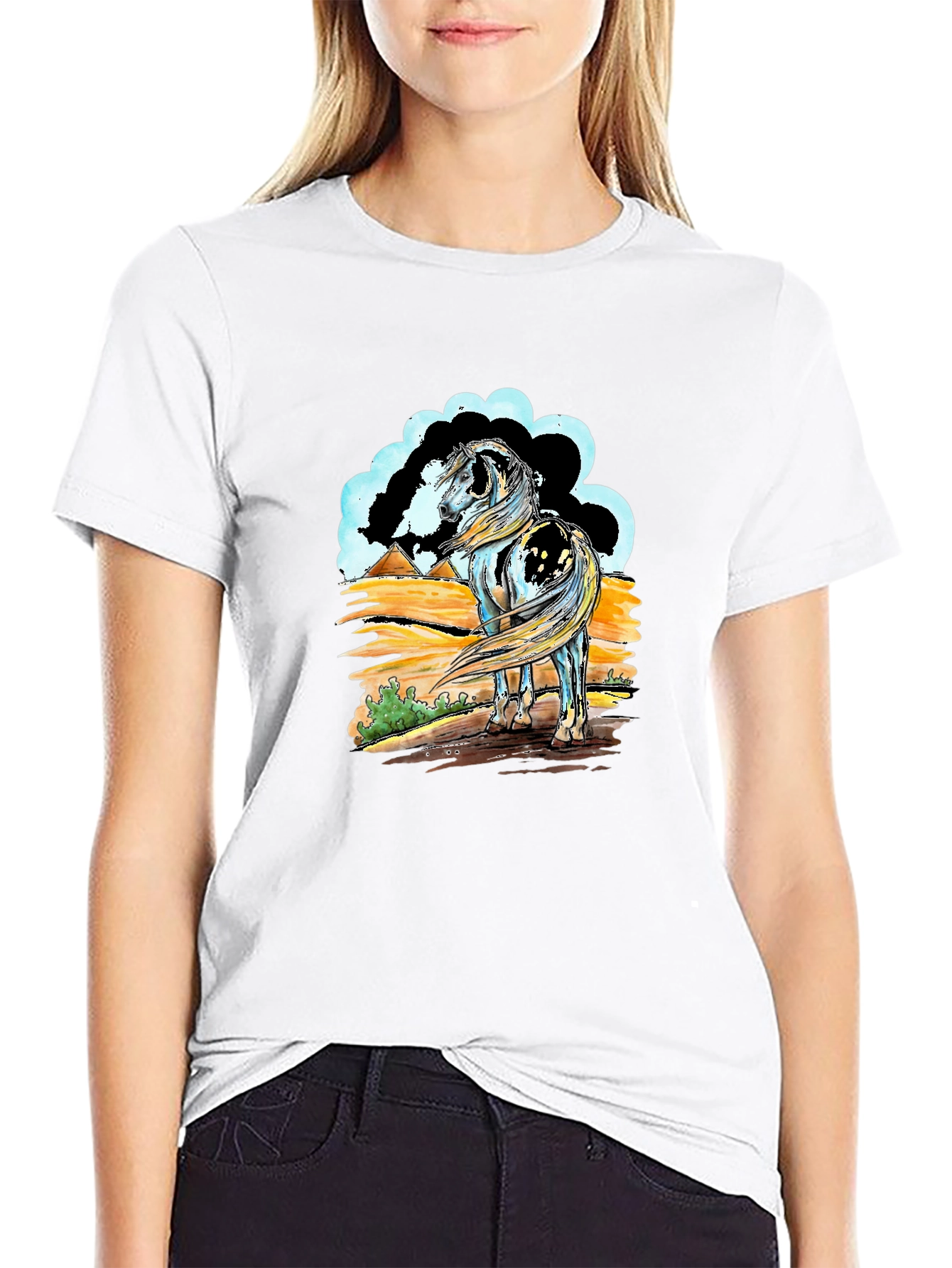 Black Horse Graphic Tee - Black Cotton Shirt view 9