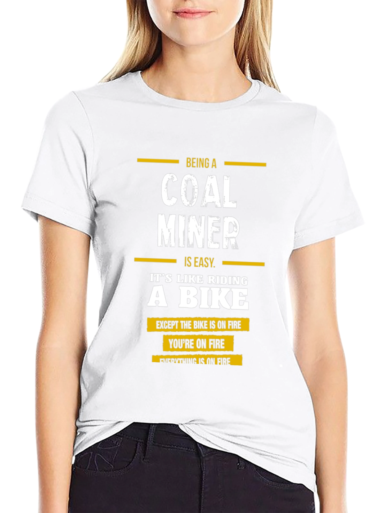 Black Coal Miner T-Shirt - Riding a Bike on Fire view 9