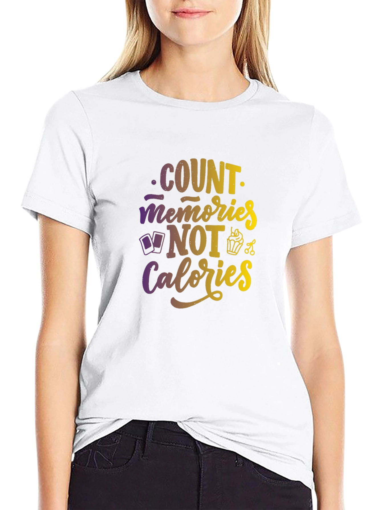 Black Count Memories Not Calories Graphic Tee view 9