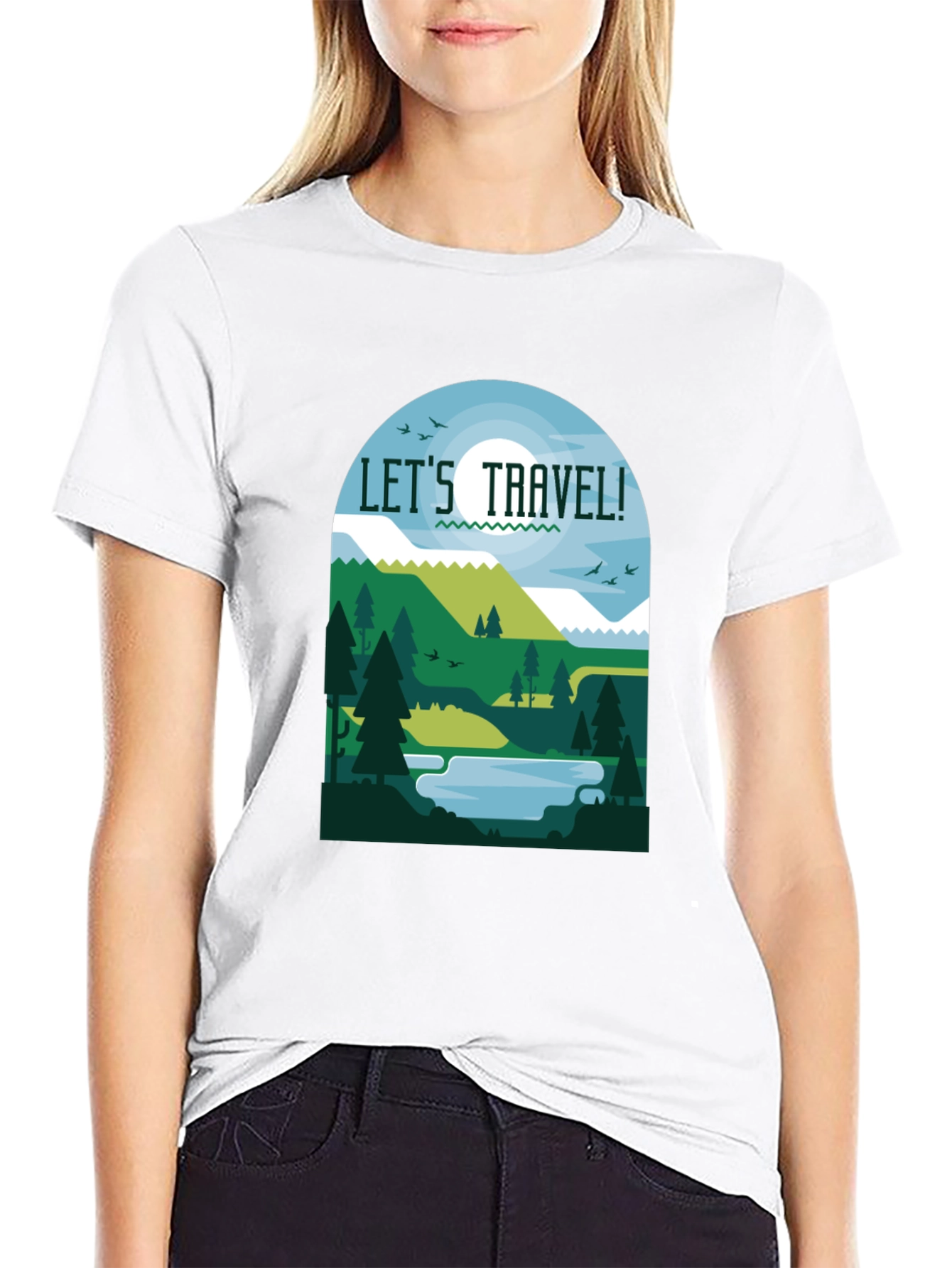 Black Let's Travel T-Shirt - Nature Inspired Tee view 9