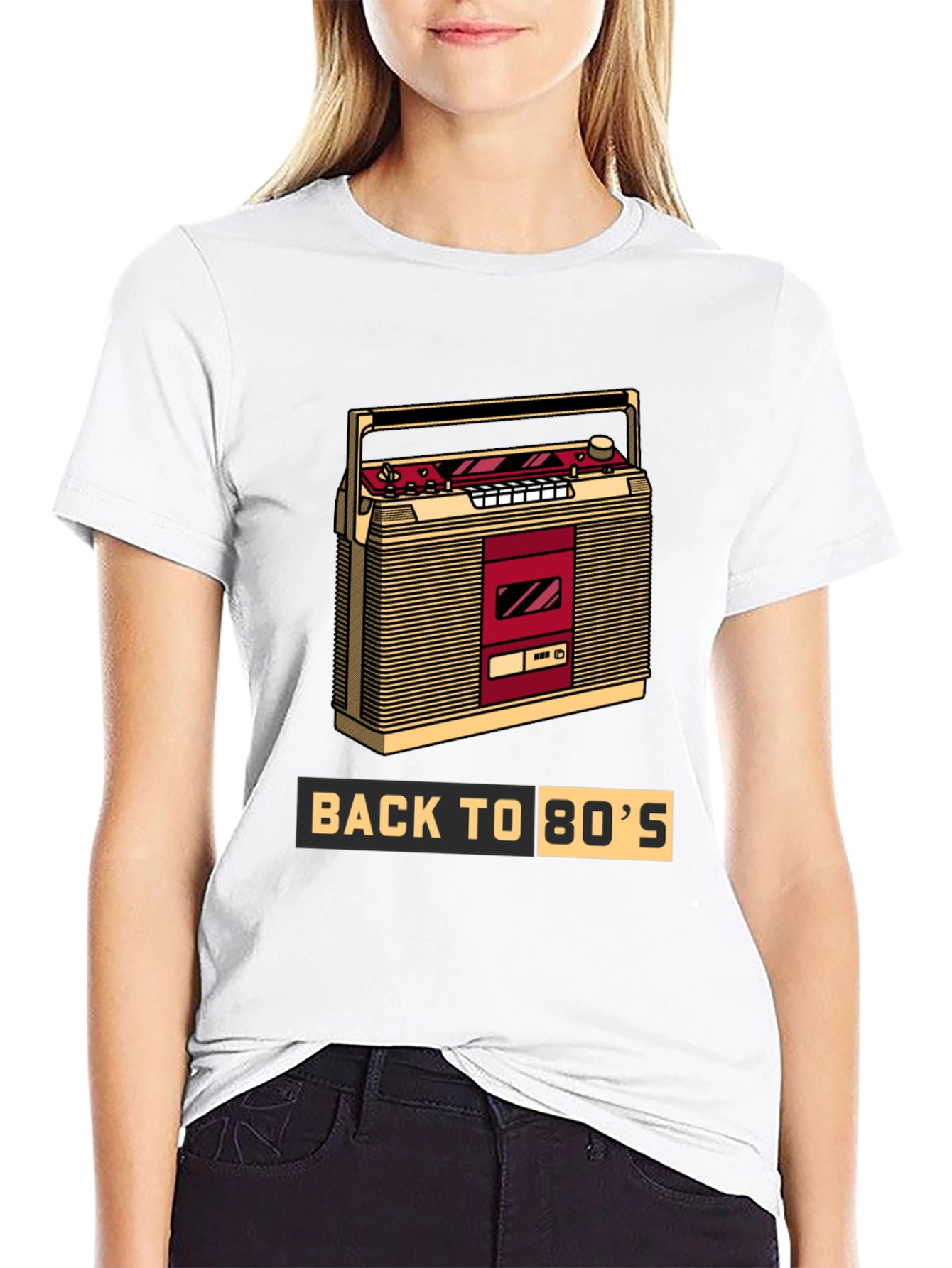 Black Back to the 80s Retro Boombox T-Shirt view 9