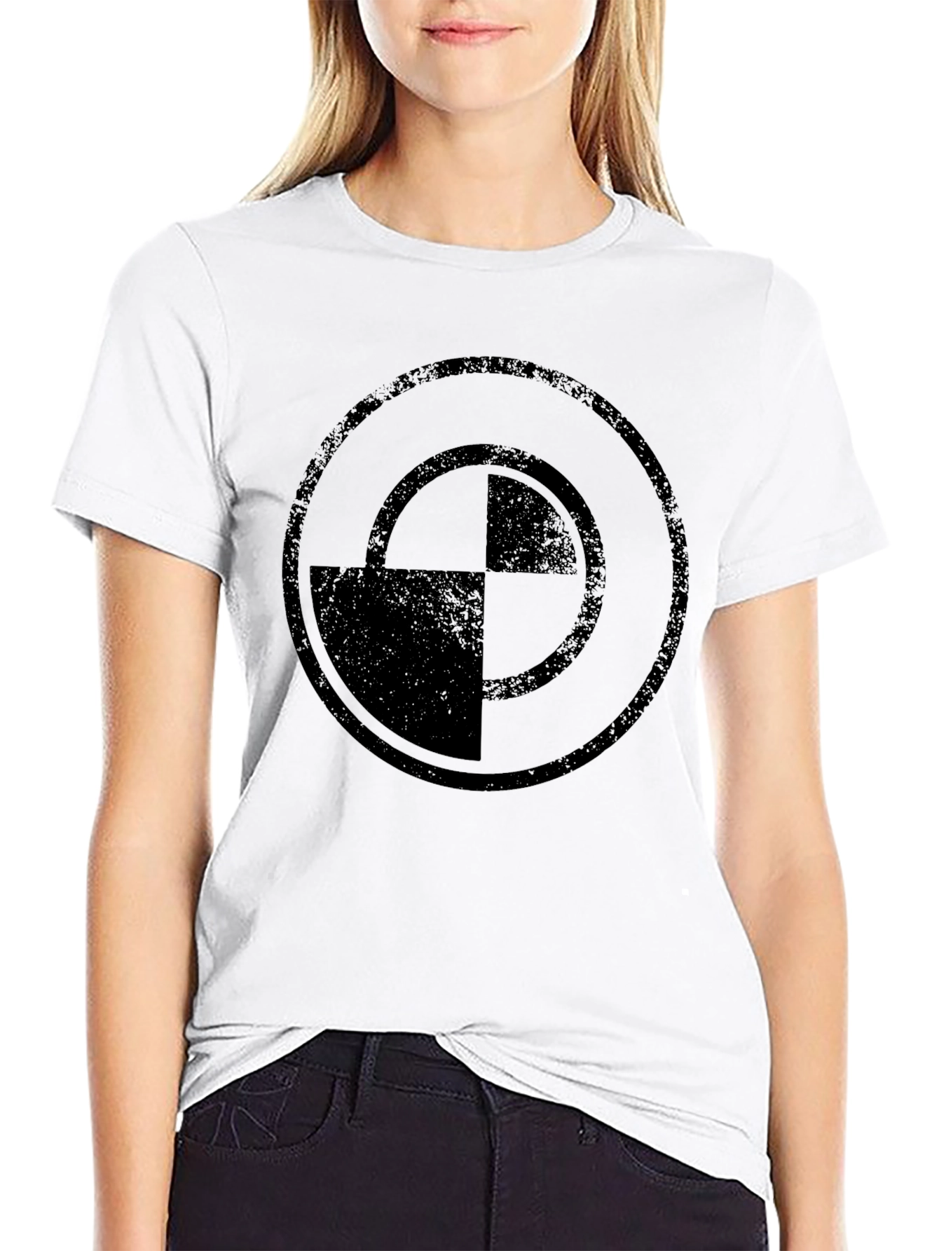 Black Geometric Circle Graphic Print Black Tee view 9