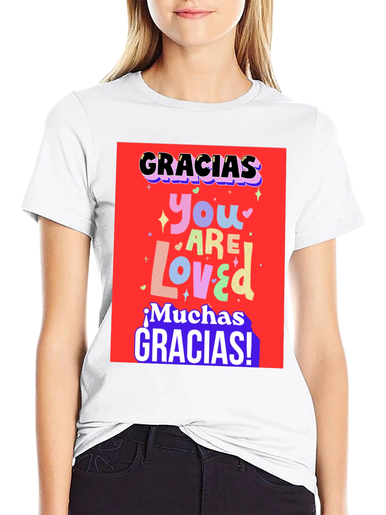 Black Gracias You Are Loved Graphic T-Shirt view 9