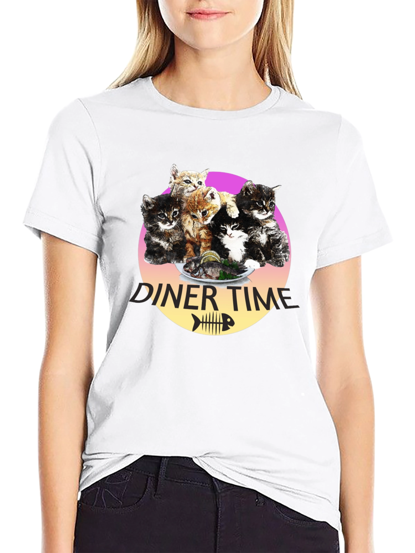 Black Kitten Diner Time T-Shirt - Funny Cat Lover Tee view 9