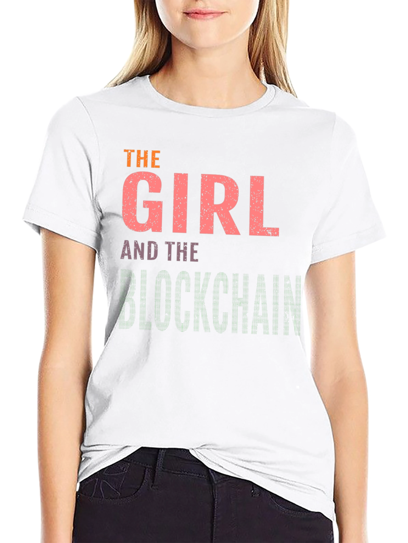 Black The Girl and the Blockchain Black T-Shirt view 9