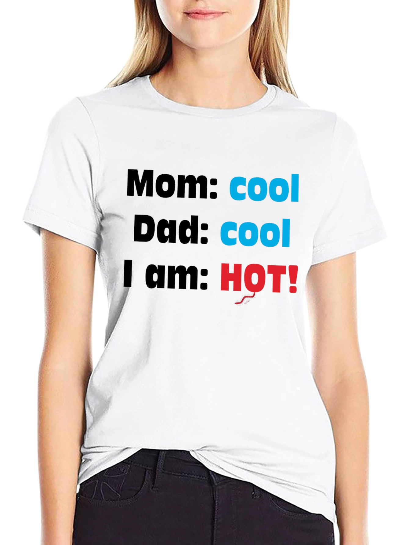 Black Cool Mom & Dad, I'm HOT! Novelty T-Shirt view 9