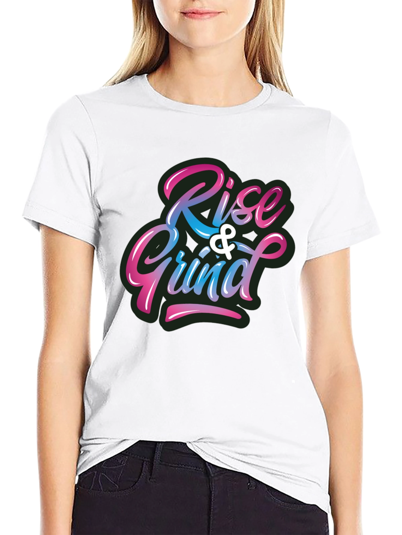 Black Rise & Grind Graphic Print Crew Neck T-Shirt view 9