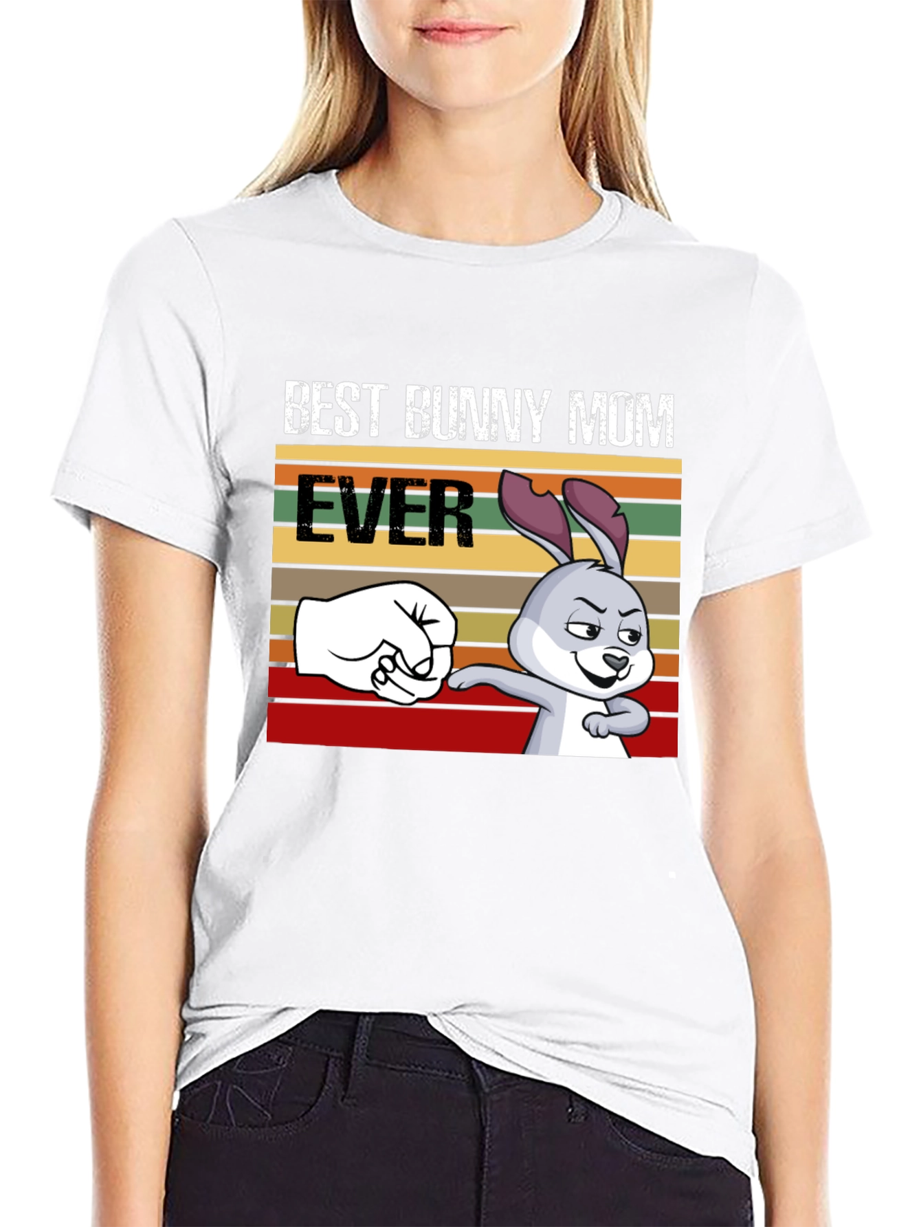Black Best Bunny Mom Ever T-Shirt, Fun Easter Tee view 9