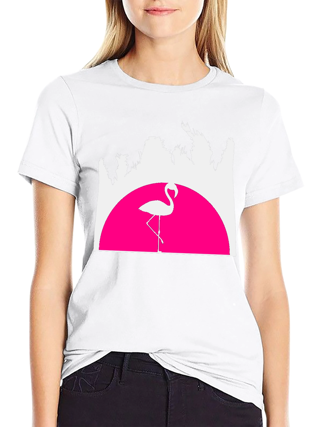 Black Retro Flamingo T-Shirt - Sunset Graphic Tee view 9