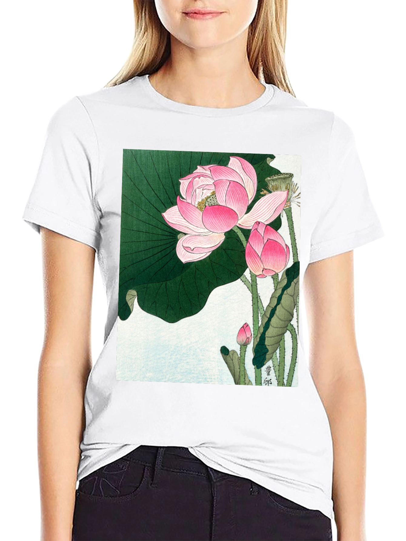 Black Lotus Print T-Shirt view 9