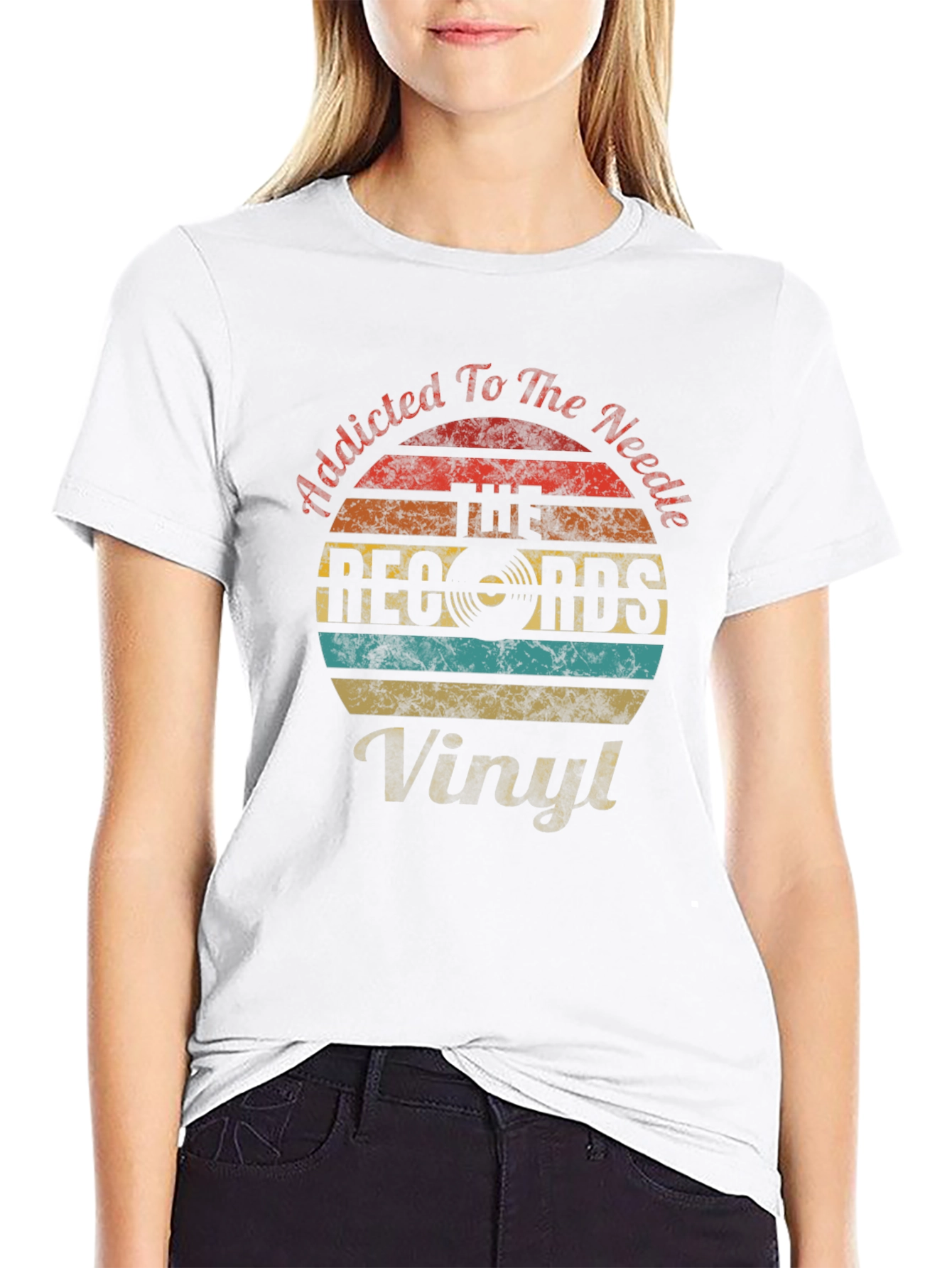 Black Retro Vinyl Record T-Shirt - Addicted to the Needle view 9