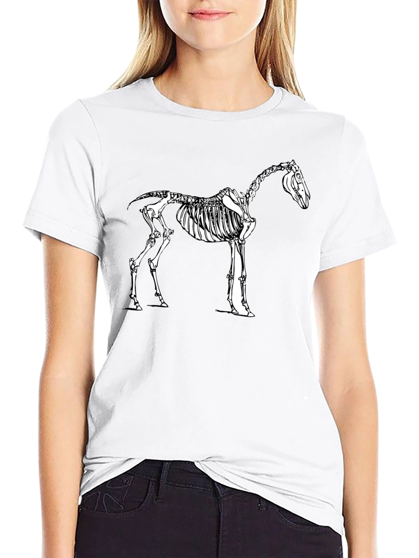 Black Horse Skeleton Graphic Tee - Black Cotton Shirt view 9