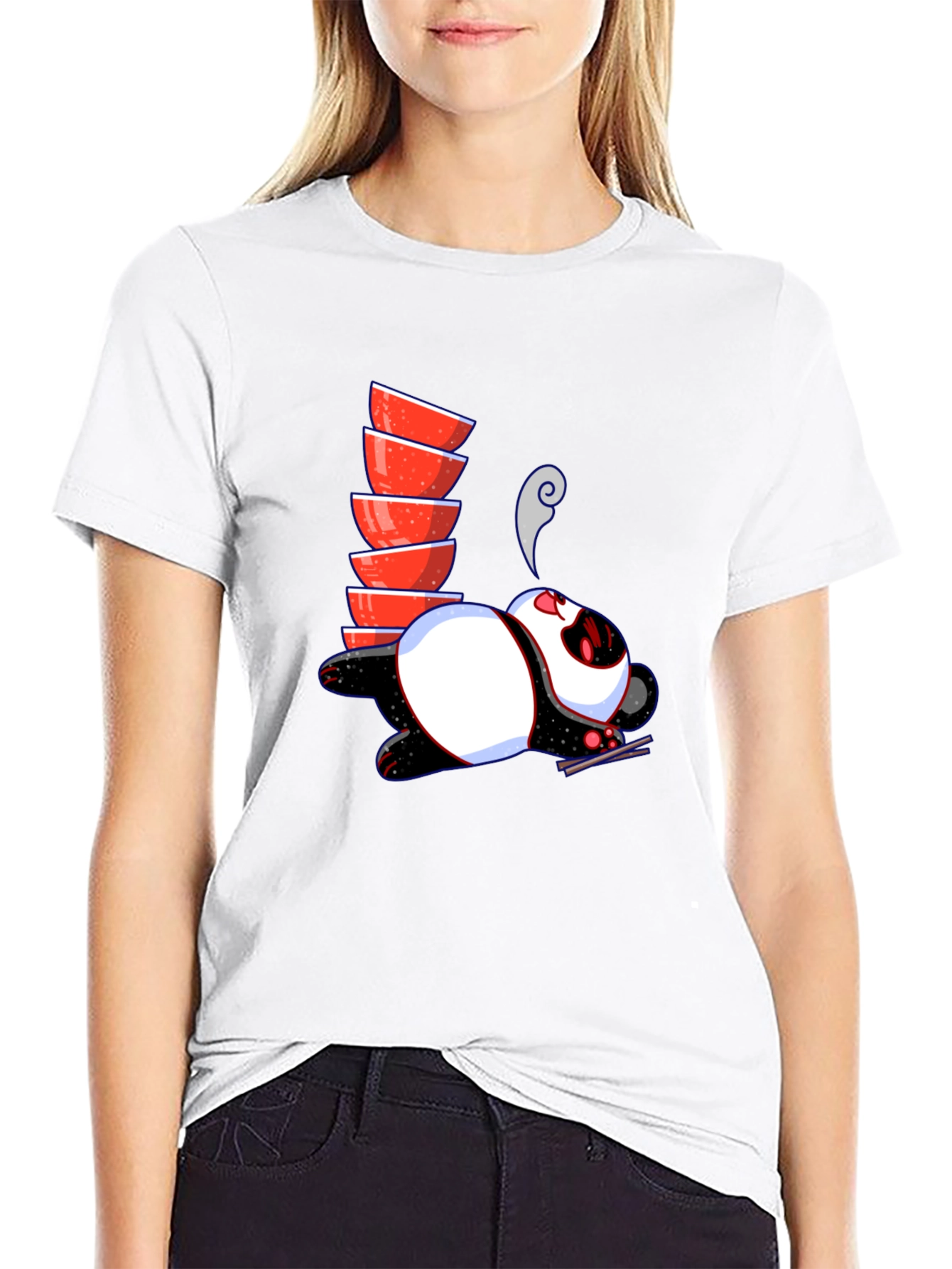 Black Noodle Lover Panda Graphic Tee - Black view 9