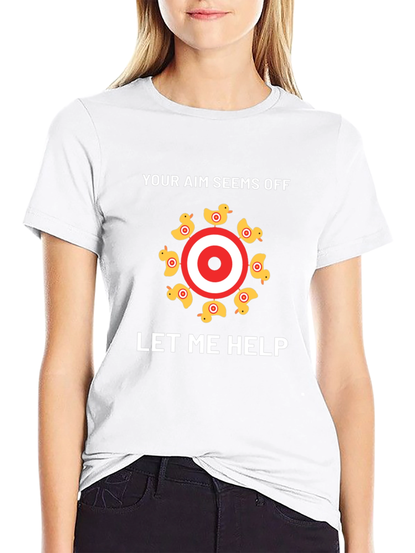 Black Funny Duck Target T-Shirt - Your Aim Seems Off, Let Me Help view 9